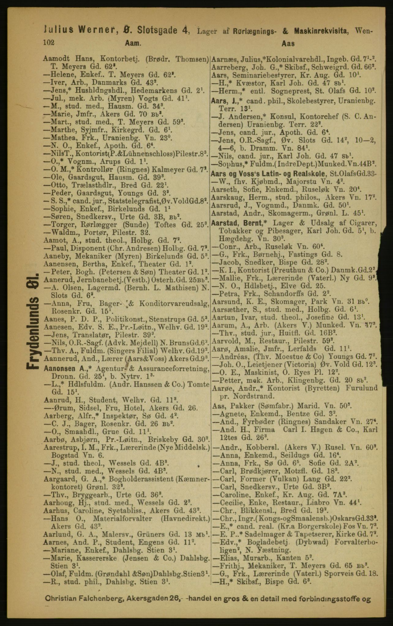 Kristiania/Oslo adressebok, PUBL/-, 1891, p. 102