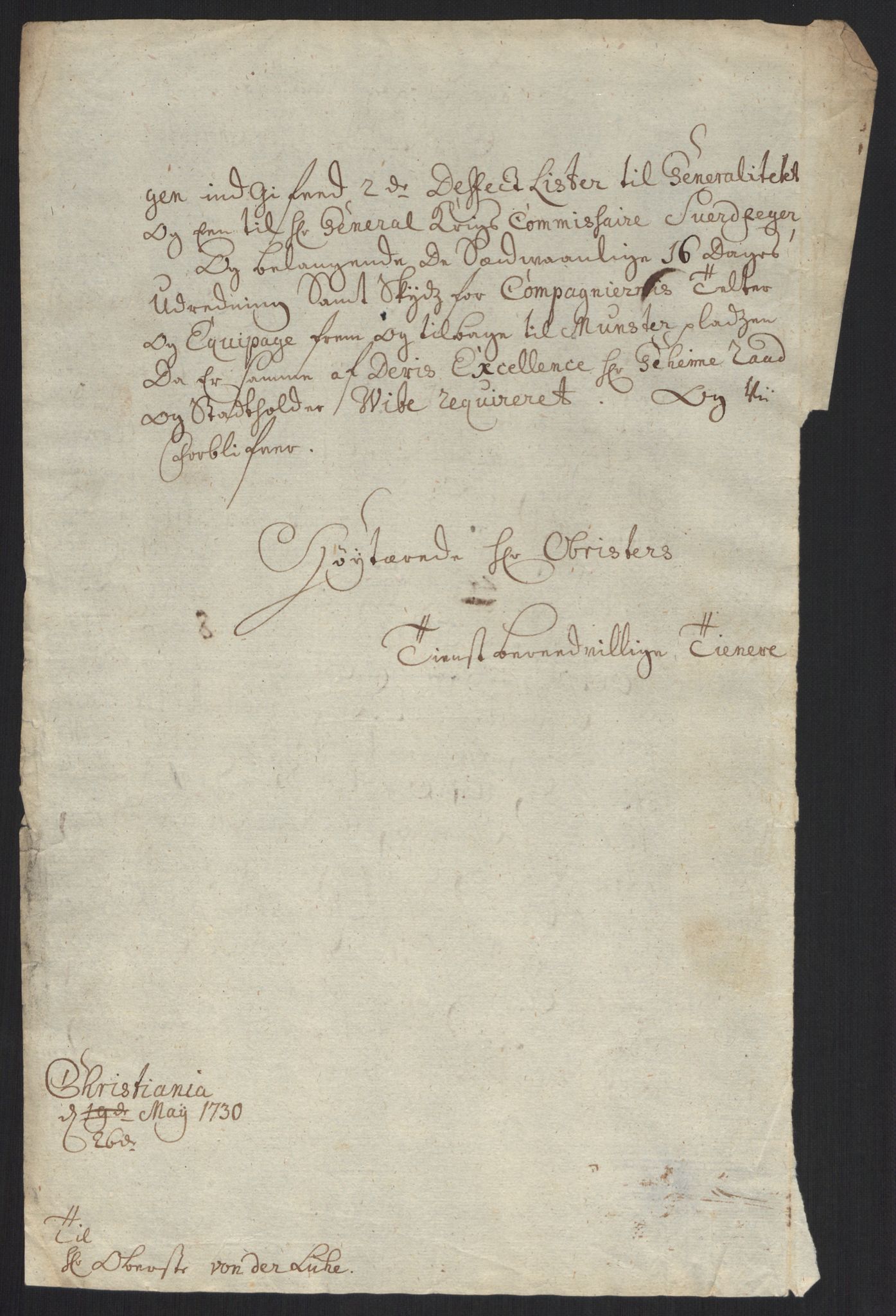Kommanderende general (KG I) med Det norske krigsdirektorium, AV/RA-EA-5419/B/L0013: Kommanderende generals konsepter, 1730-1733, p. 44