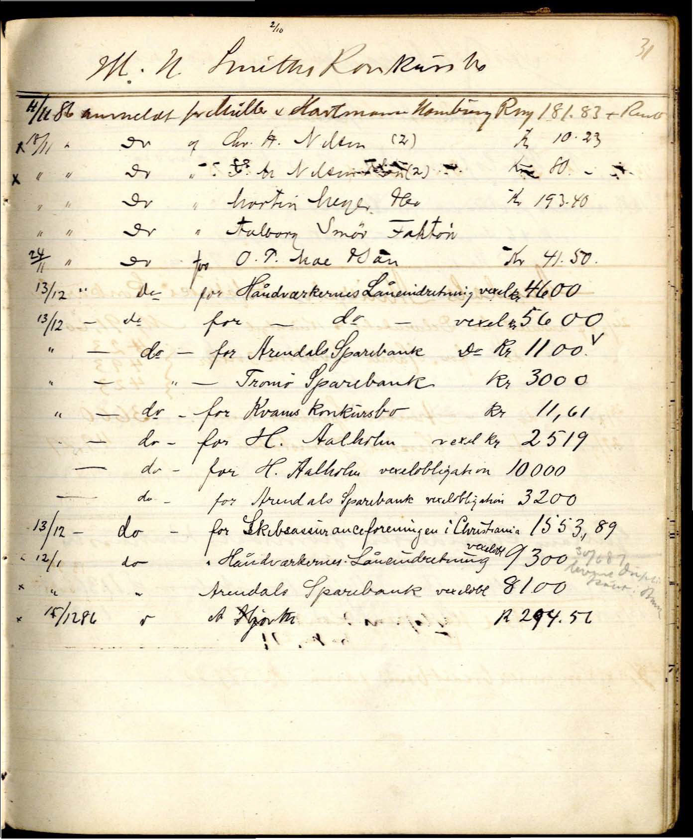 Dedekam, Michael Eidsvold. Overrettssakfører, AAKS/PA-2493/H/H01/L0001/0001: Behandling av konkurs/ auksjoner / Bog nr. 1 til anmeldte Fordringer i Konkursboer , 1881-1894, p. 37