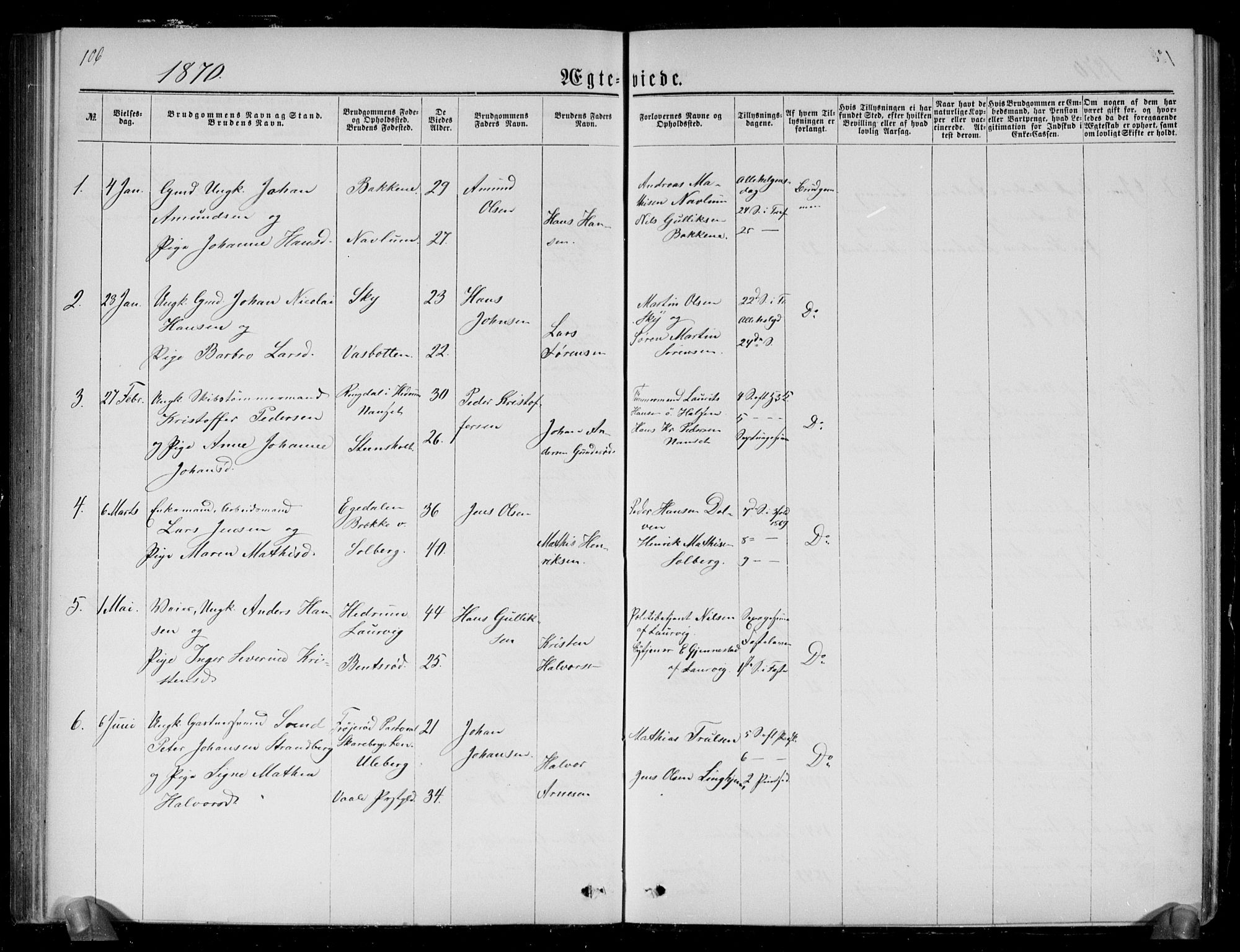 Brunlanes kirkebøker, SAKO/A-342/G/Ga/L0002: Parish register (copy) no. I 2, 1866-1876, p. 106