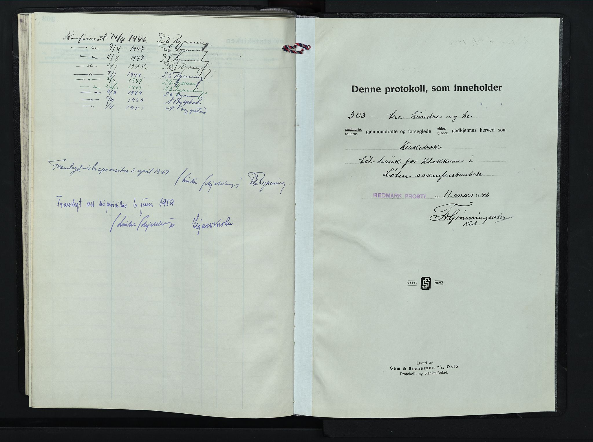 Løten prestekontor, SAH/PREST-022/L/La/L0011: Parish register (copy) no. 11, 1946-1953