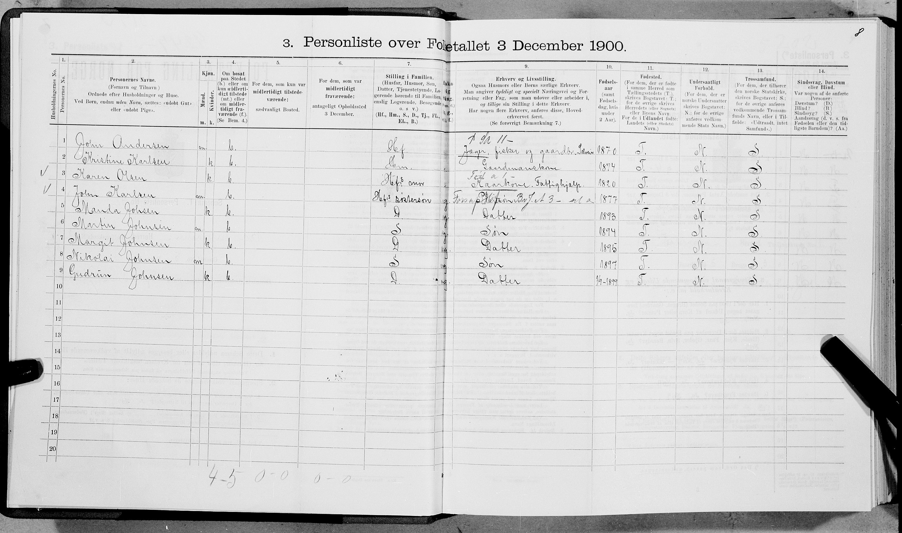 SAT, 1900 census for Bø, 1900, p. 33