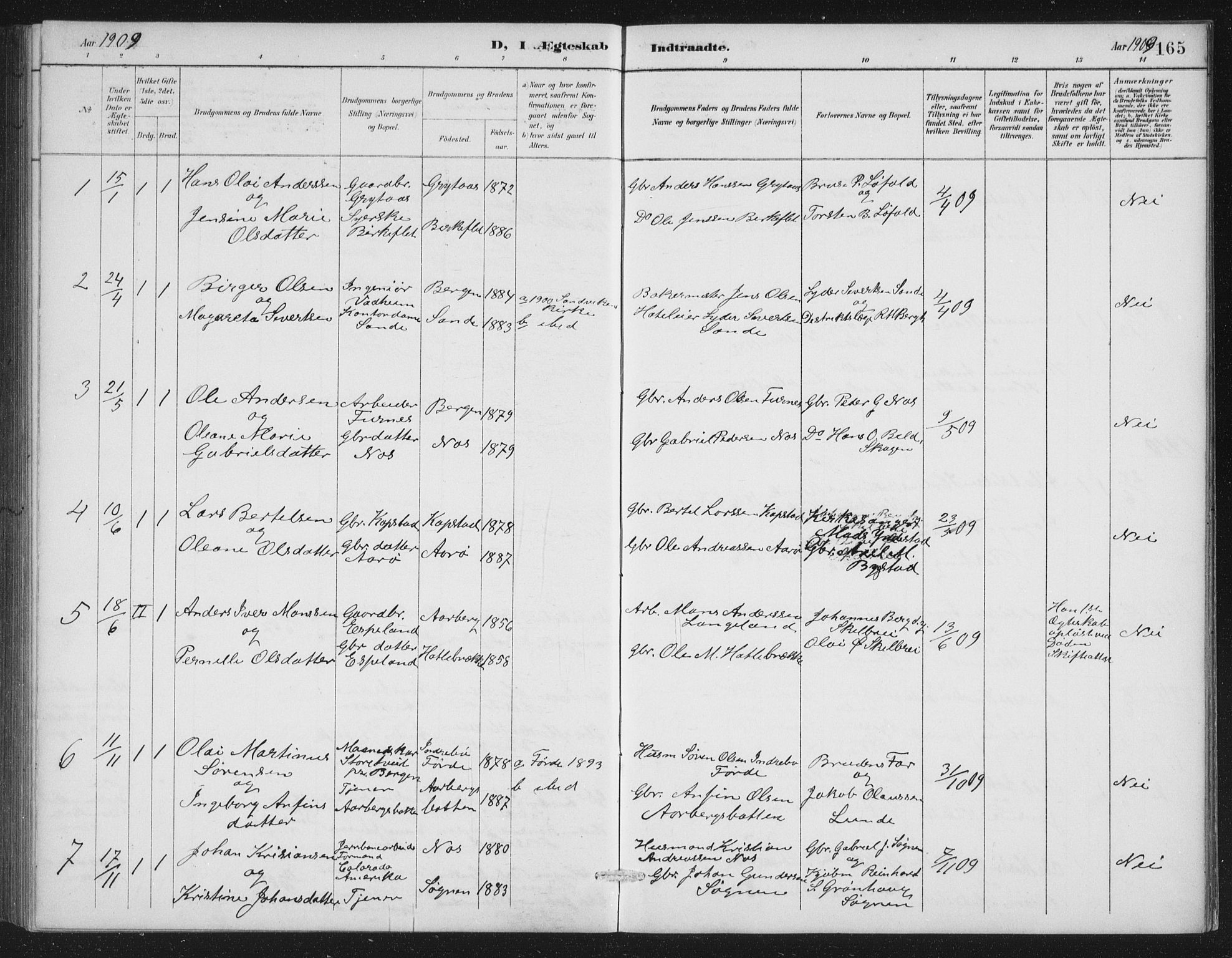 Gaular sokneprestembete, SAB/A-80001/H/Hab: Parish register (copy) no. A 4, 1889-1912, p. 165