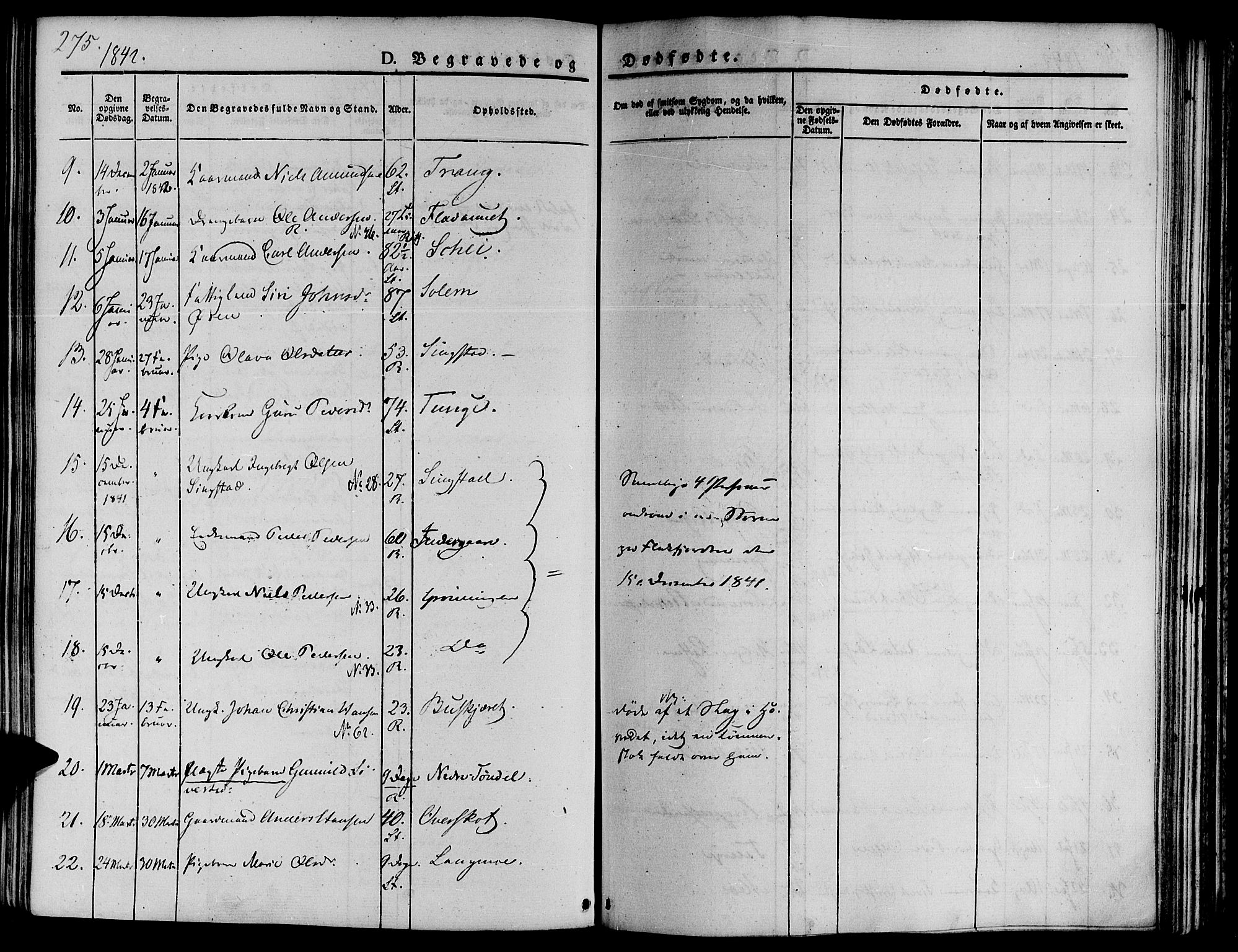 Ministerialprotokoller, klokkerbøker og fødselsregistre - Sør-Trøndelag, SAT/A-1456/646/L0610: Parish register (official) no. 646A08, 1837-1847, p. 275