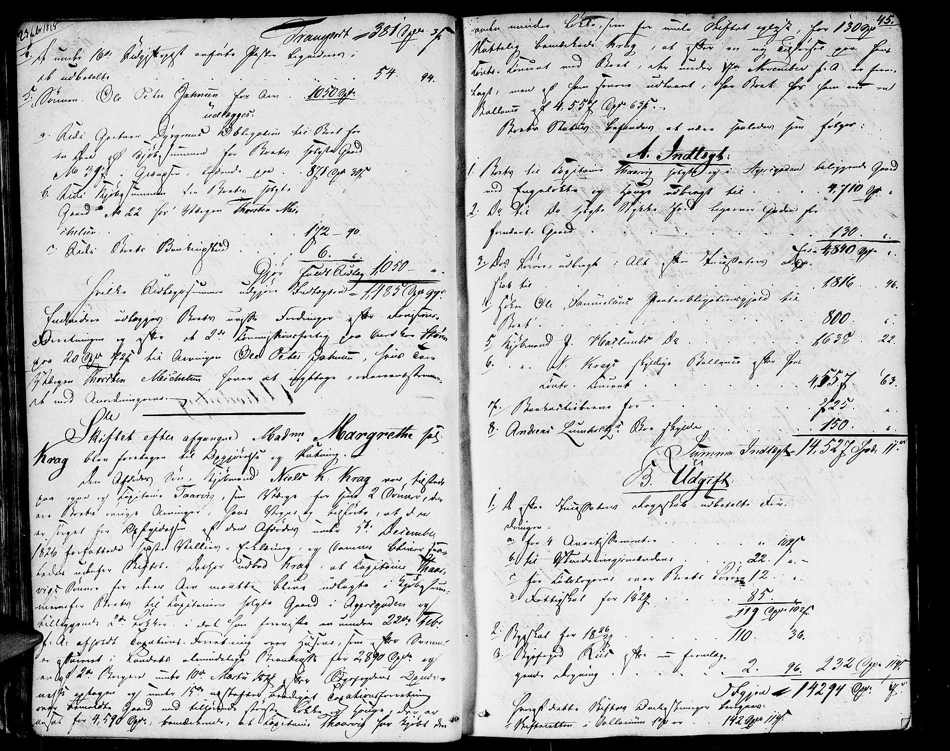 Oslo skifterett, AV/SAO-A-10383/H/Hd/Hda/L0001a: Skifteutlodningsprotokoll, 1827-1839, p. 44b-45a