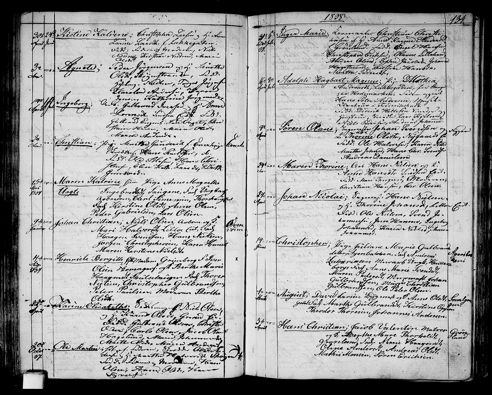 Aker prestekontor kirkebøker, AV/SAO-A-10861/G/L0006: Parish register (copy) no. 6, 1830-1838, p. 134