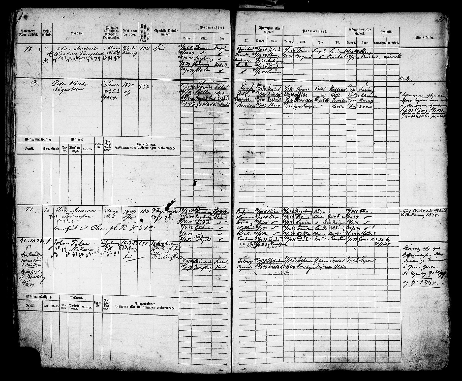 Sarpsborg mønstringskontor, AV/SAO-A-10569c/F/Fc/Fcb/L0004: Hovedrulle, 1868-1881, p. 40