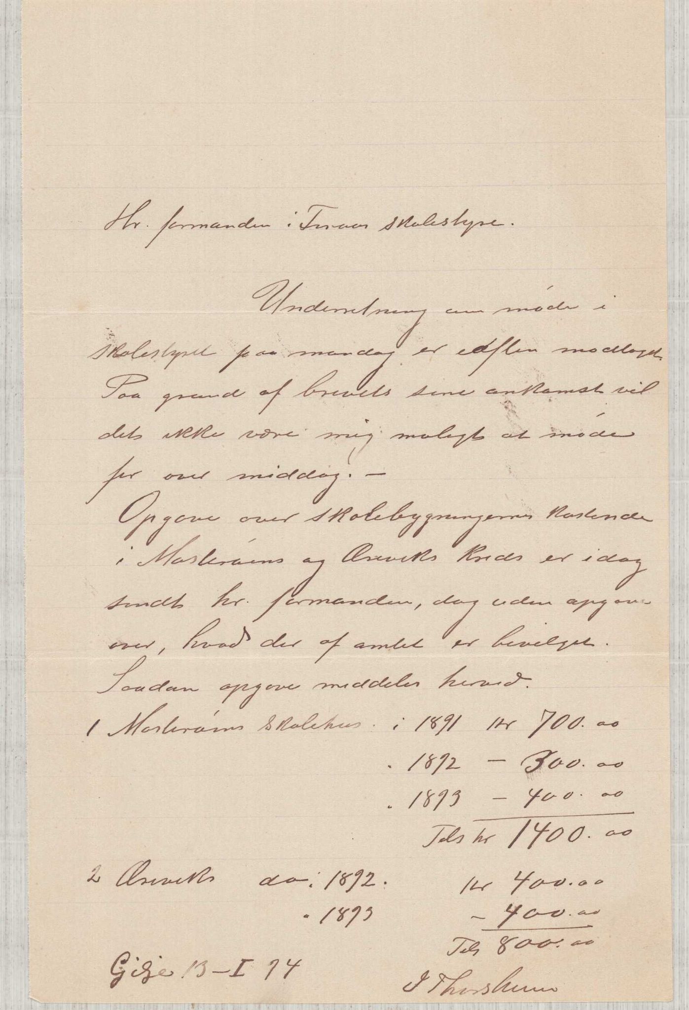 Finnaas kommune. Skulestyret, IKAH/1218a-211/D/Da/L0001/0004: Kronologisk ordna korrespondanse / Kronologisk ordna korrespondanse , 1894-1896, p. 11