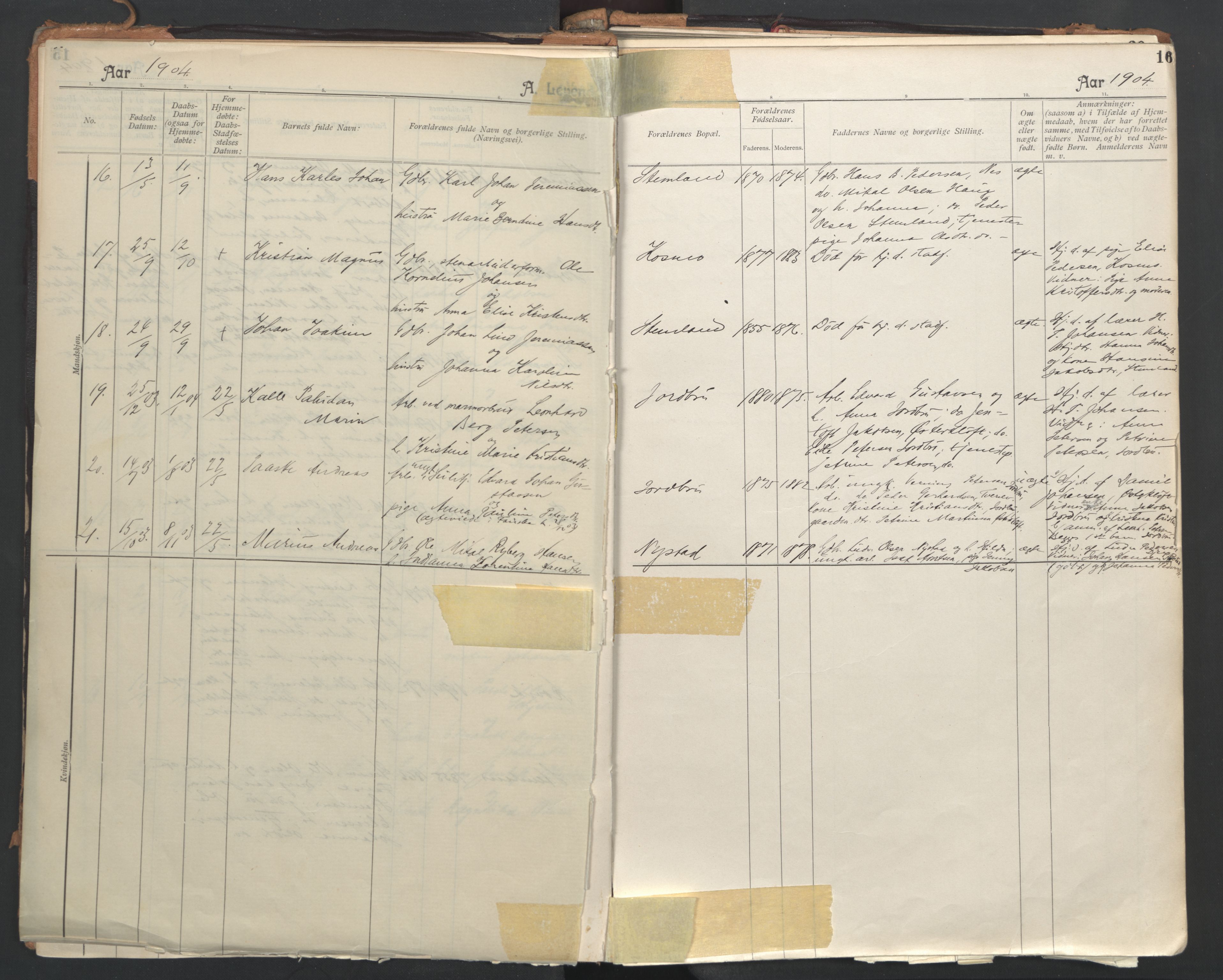 Ministerialprotokoller, klokkerbøker og fødselsregistre - Nordland, AV/SAT-A-1459/851/L0724: Parish register (official) no. 851A01, 1901-1922, p. 16