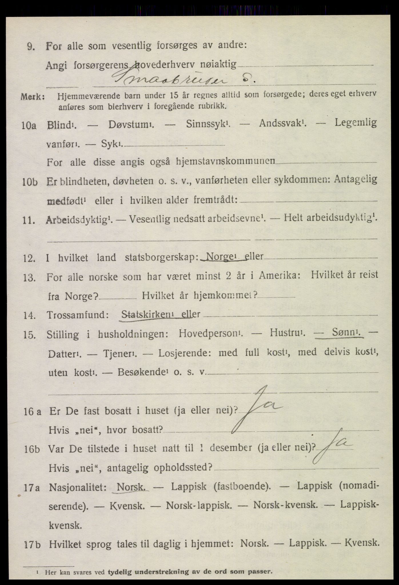 SAT, 1920 census for Beitstad, 1920, p. 2394