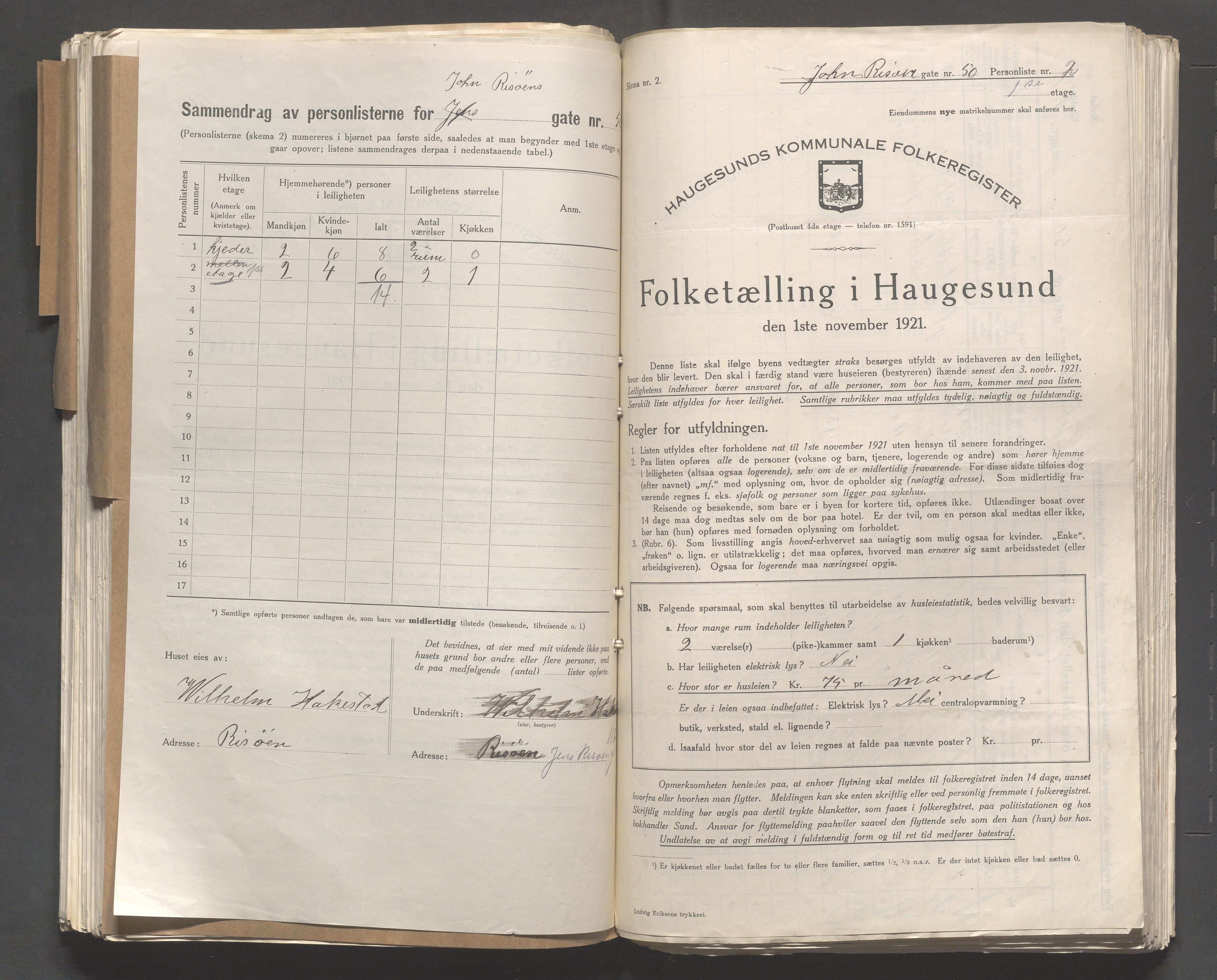 IKAR, Local census 1.11.1921 for Haugesund, 1921, p. 6861