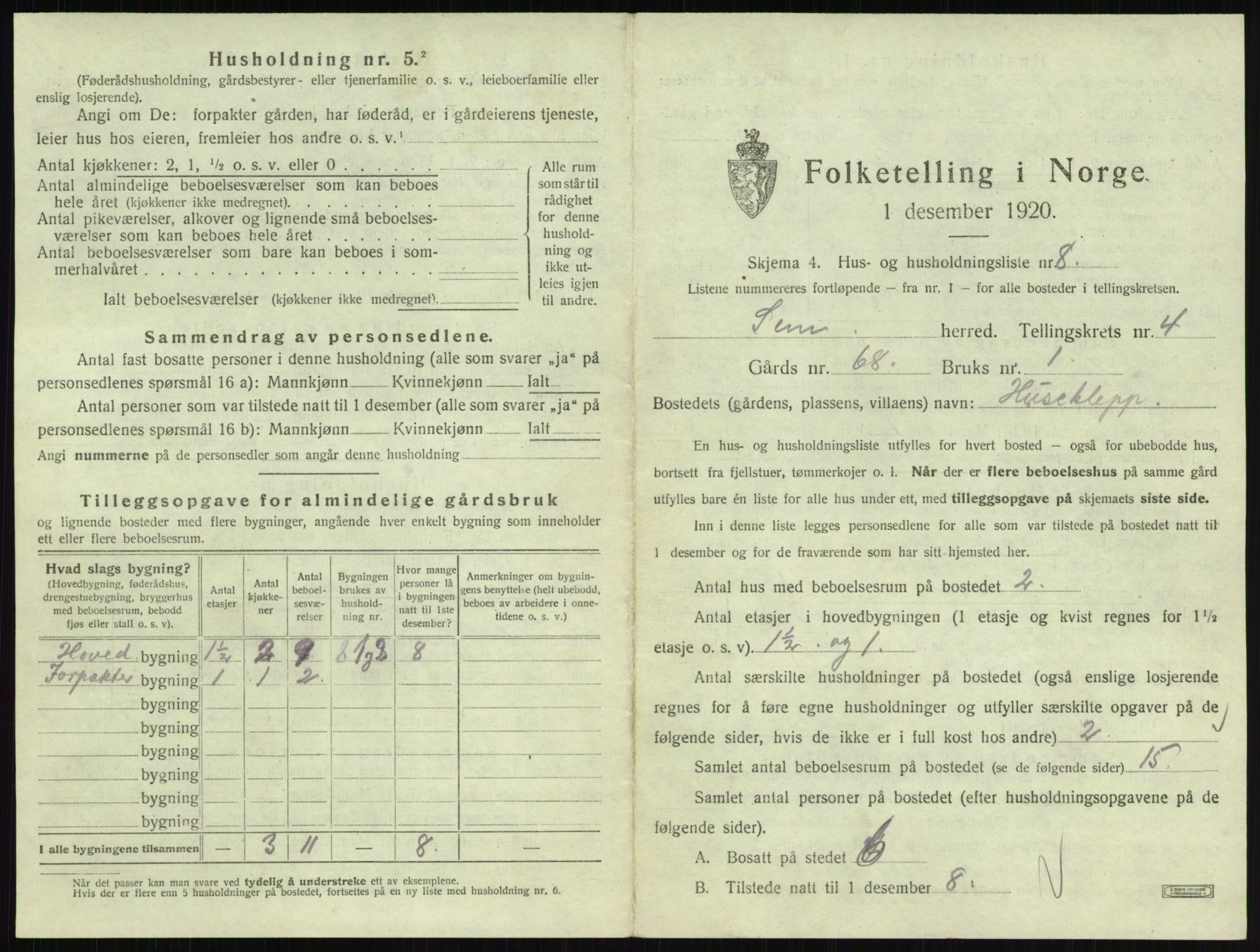 SAKO, 1920 census for Sem, 1920, p. 759