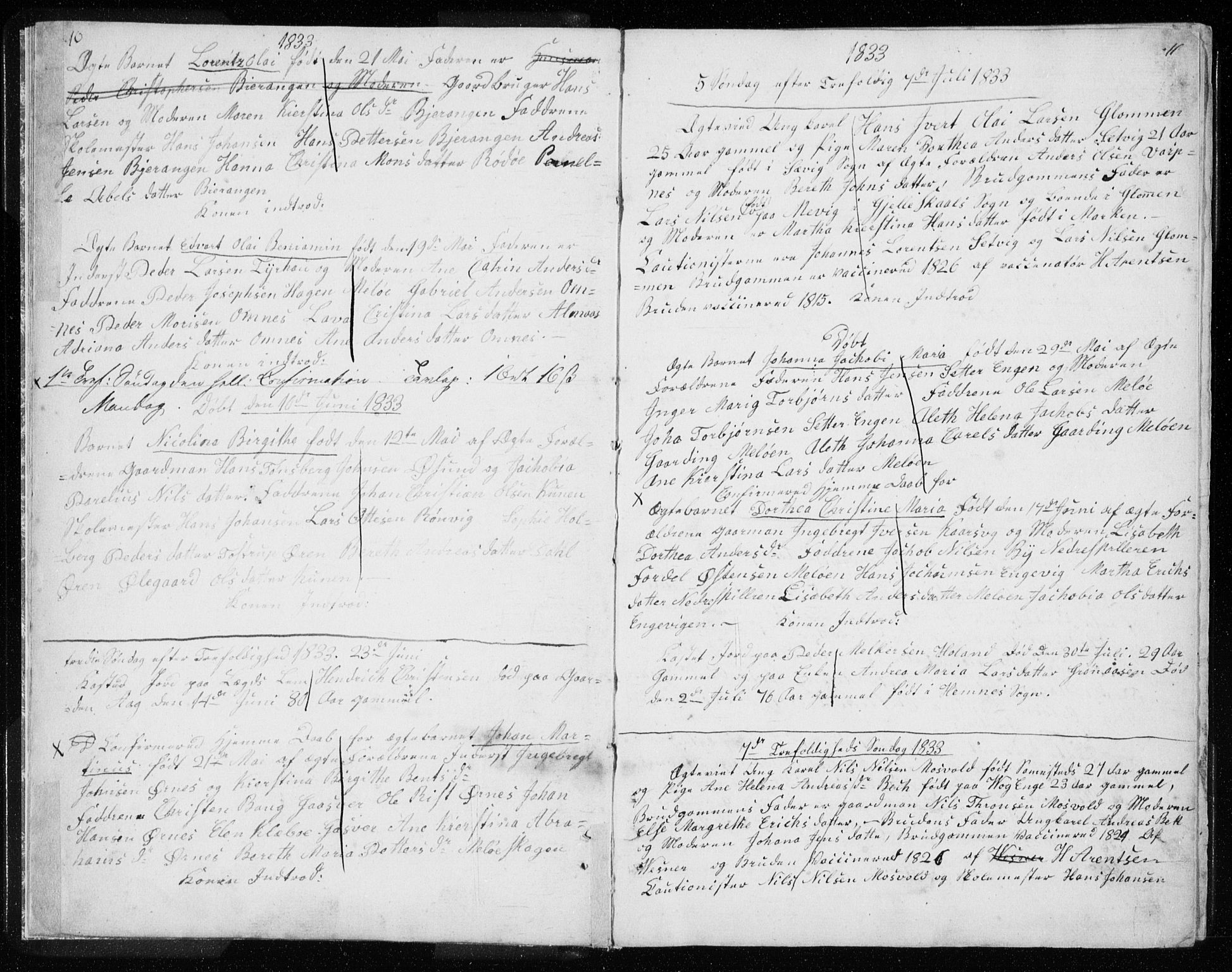 Ministerialprotokoller, klokkerbøker og fødselsregistre - Nordland, AV/SAT-A-1459/843/L0632: Parish register (copy) no. 843C01, 1833-1853, p. 10-11