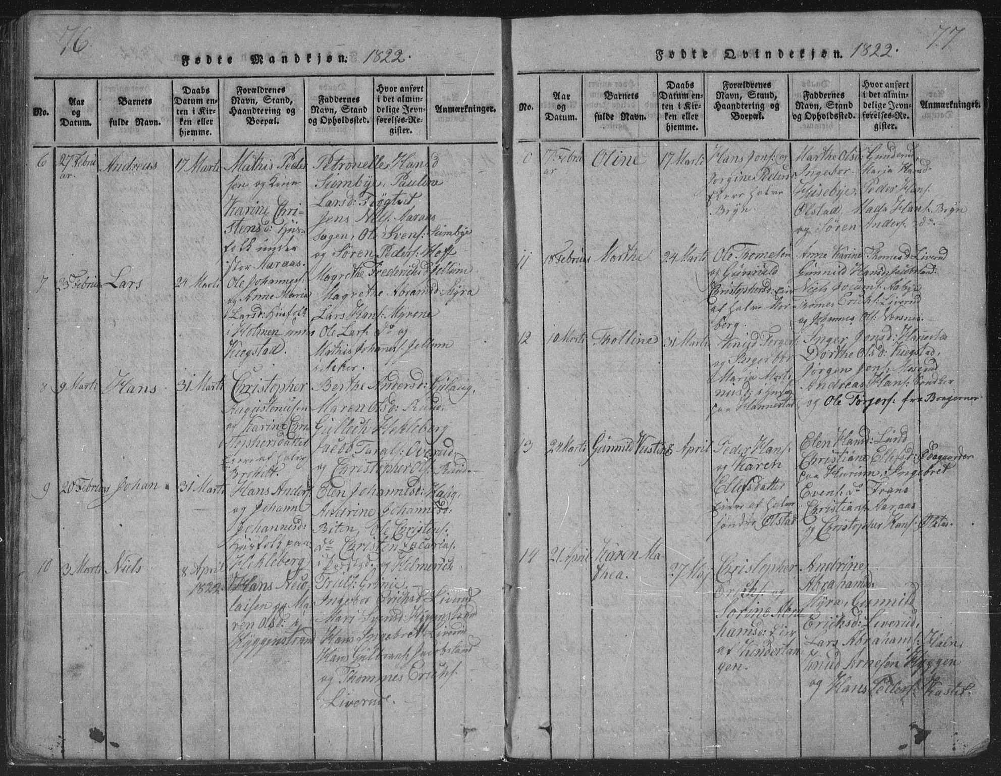 Røyken kirkebøker, AV/SAKO-A-241/G/Ga/L0003: Parish register (copy) no. 3, 1814-1856, p. 76-77