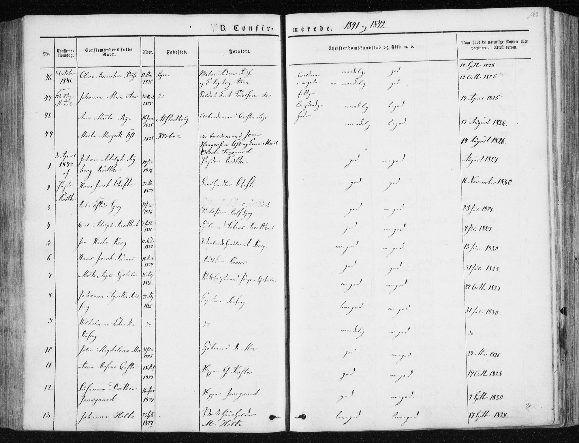 Ministerialprotokoller, klokkerbøker og fødselsregistre - Sør-Trøndelag, SAT/A-1456/602/L0110: Parish register (official) no. 602A08, 1840-1854, p. 142