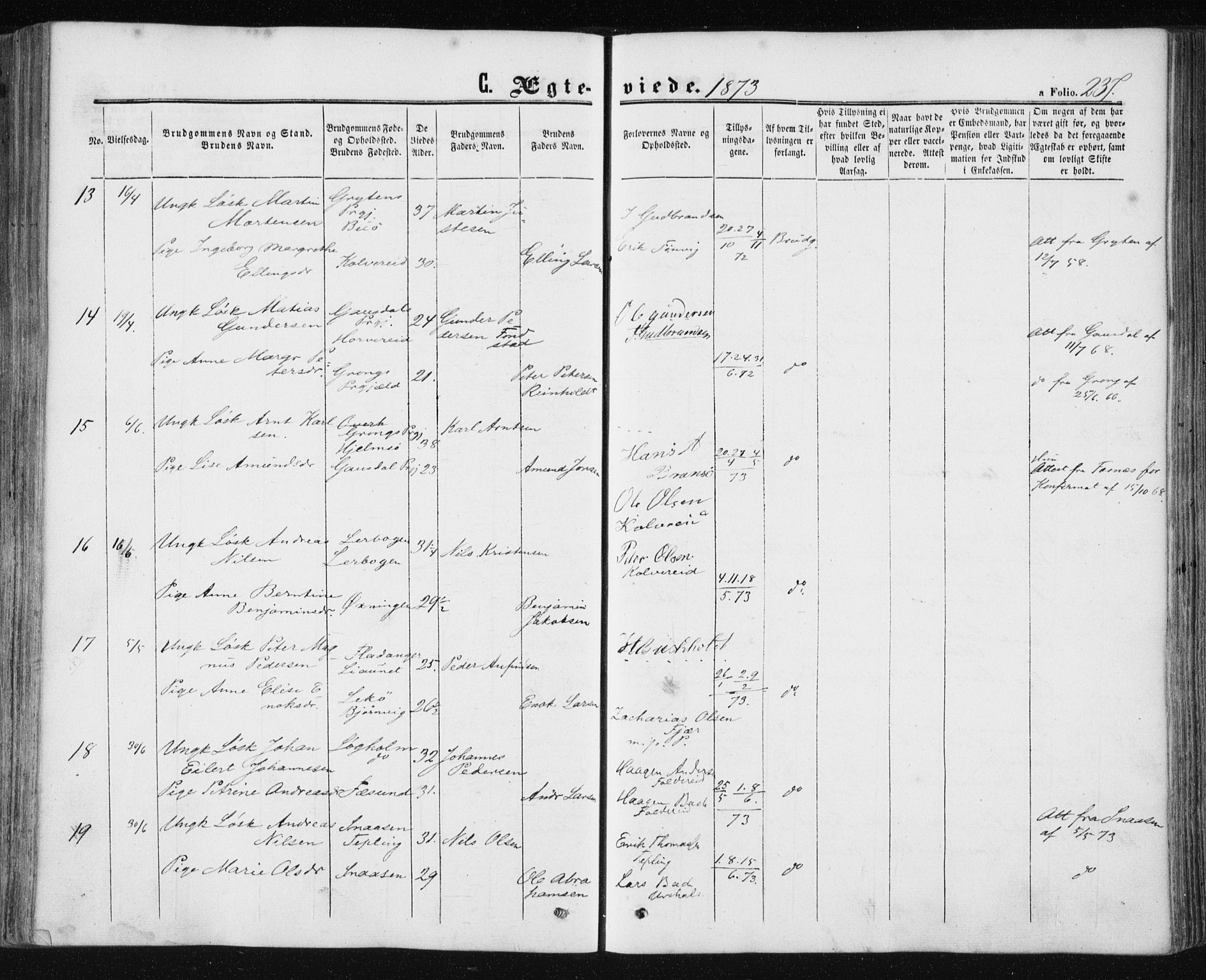 Ministerialprotokoller, klokkerbøker og fødselsregistre - Nord-Trøndelag, AV/SAT-A-1458/780/L0641: Parish register (official) no. 780A06, 1857-1874, p. 237