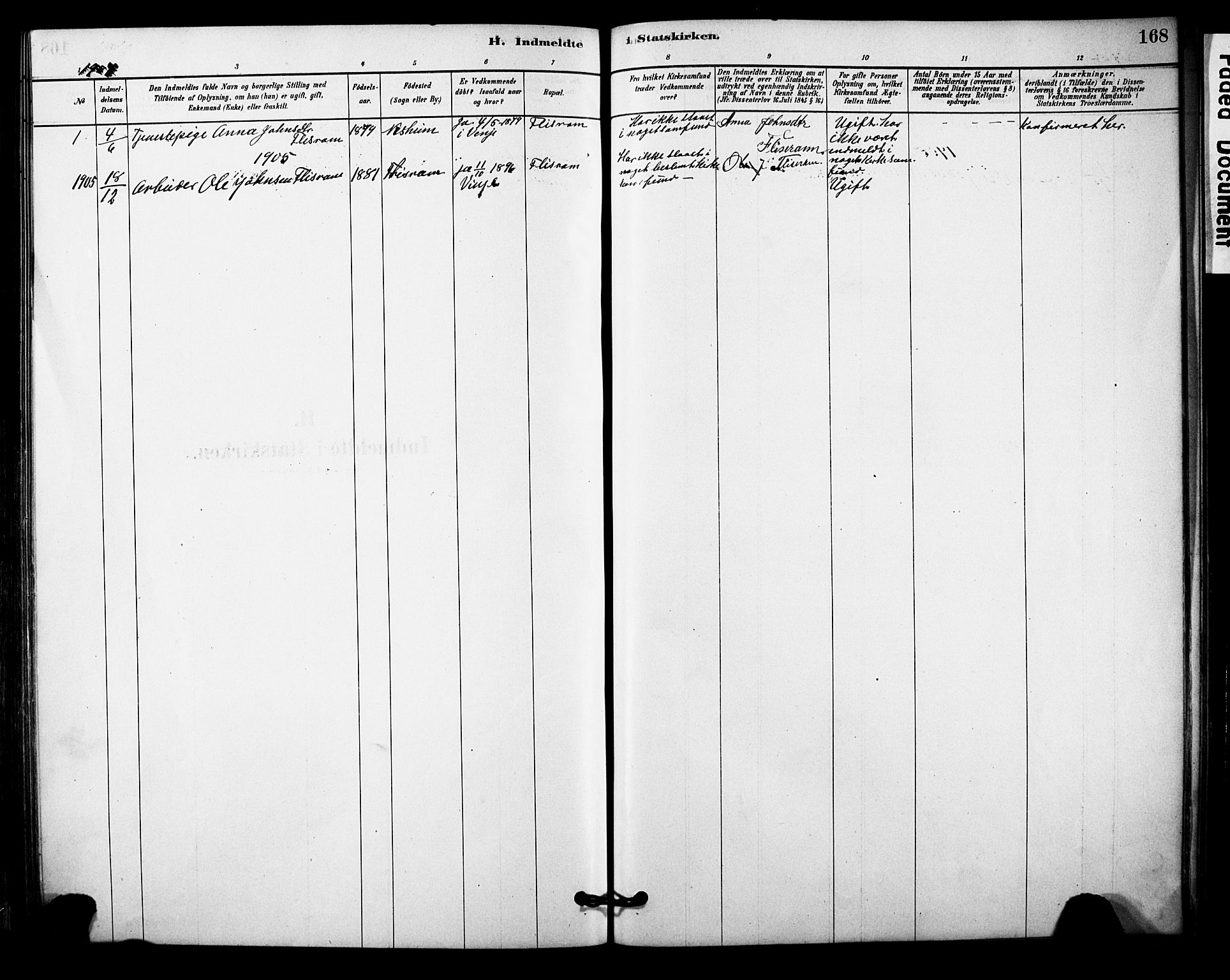 Vossestrand Sokneprestembete, AV/SAB-A-79101/H/Haa: Parish register (official) no. C 1, 1878-1903, p. 168