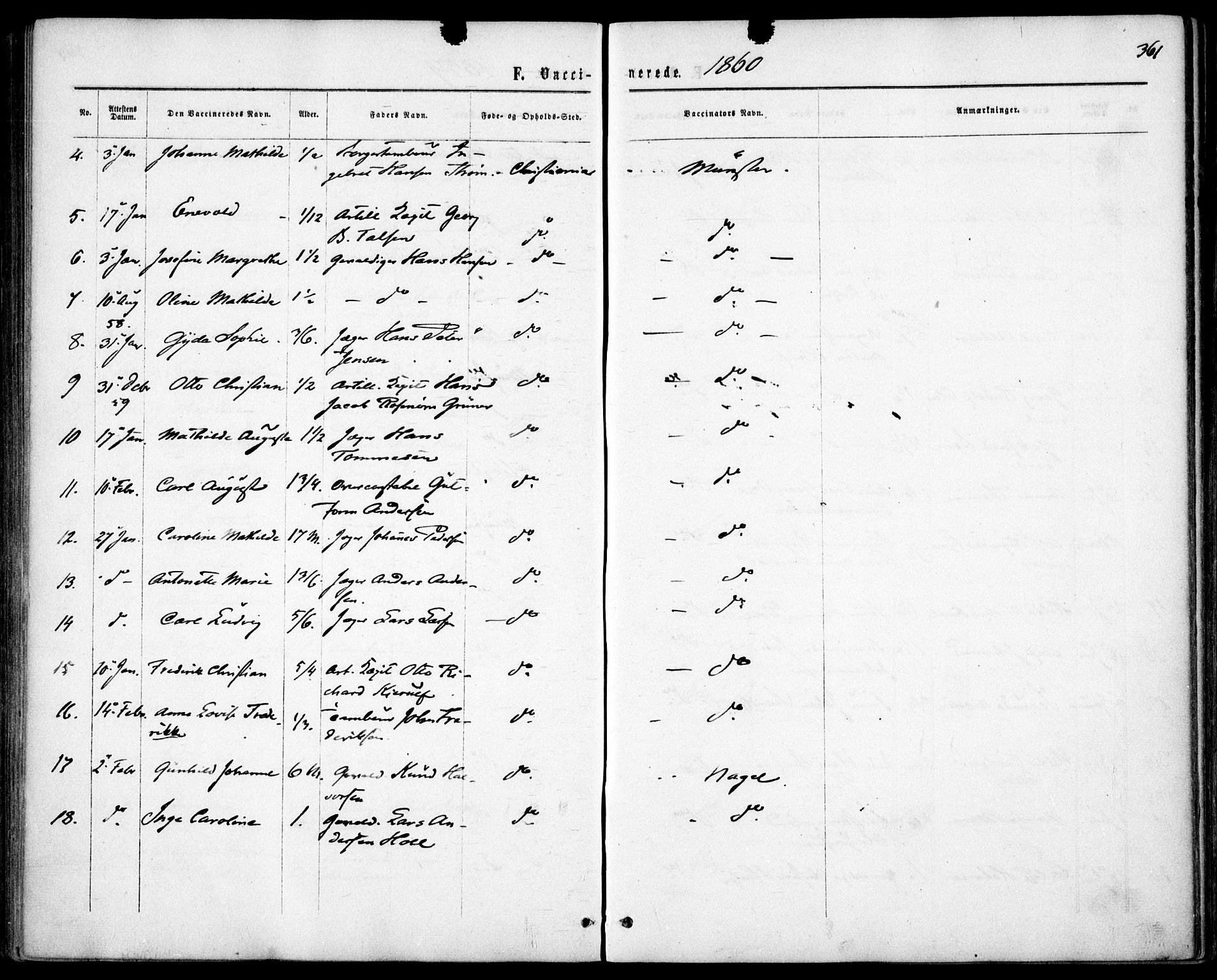 Garnisonsmenigheten Kirkebøker, SAO/A-10846/F/Fa/L0010: Parish register (official) no. 10, 1859-1869, p. 361