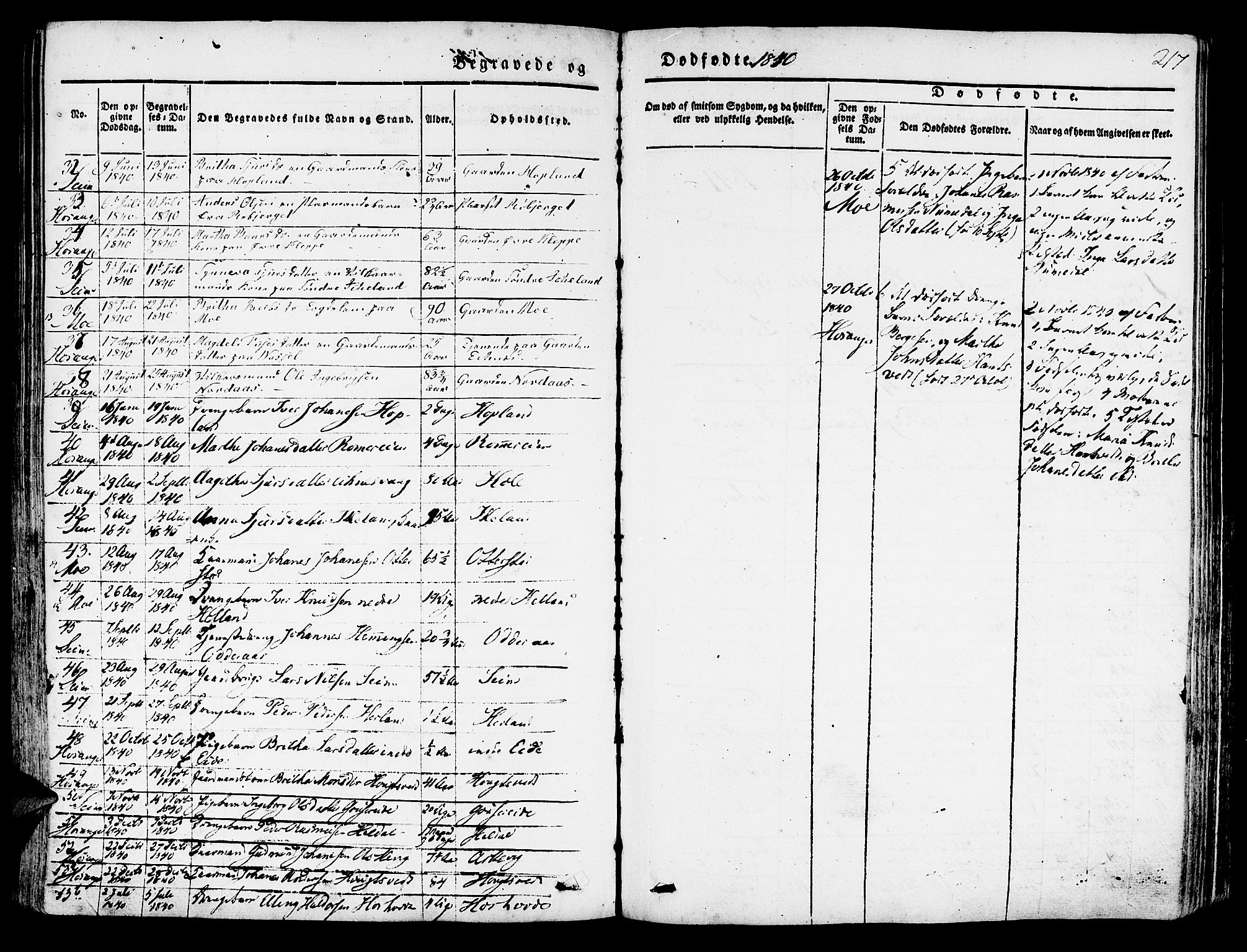 Hosanger sokneprestembete, AV/SAB-A-75801/H/Haa: Parish register (official) no. A 7, 1835-1848, p. 217