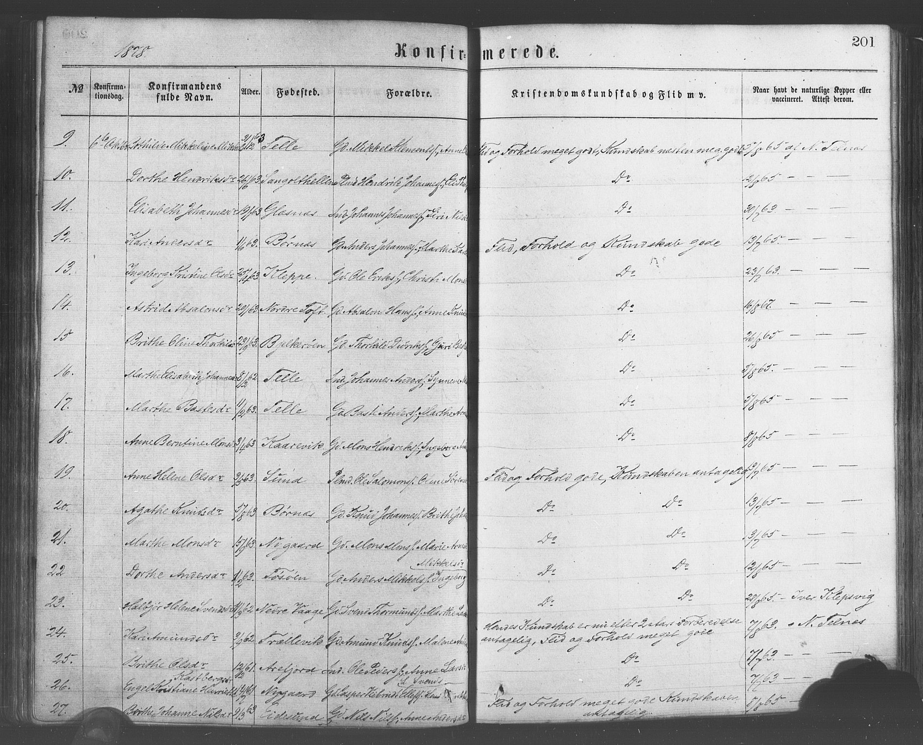 Sund sokneprestembete, AV/SAB-A-99930: Parish register (official) no. A 15, 1867-1881, p. 201