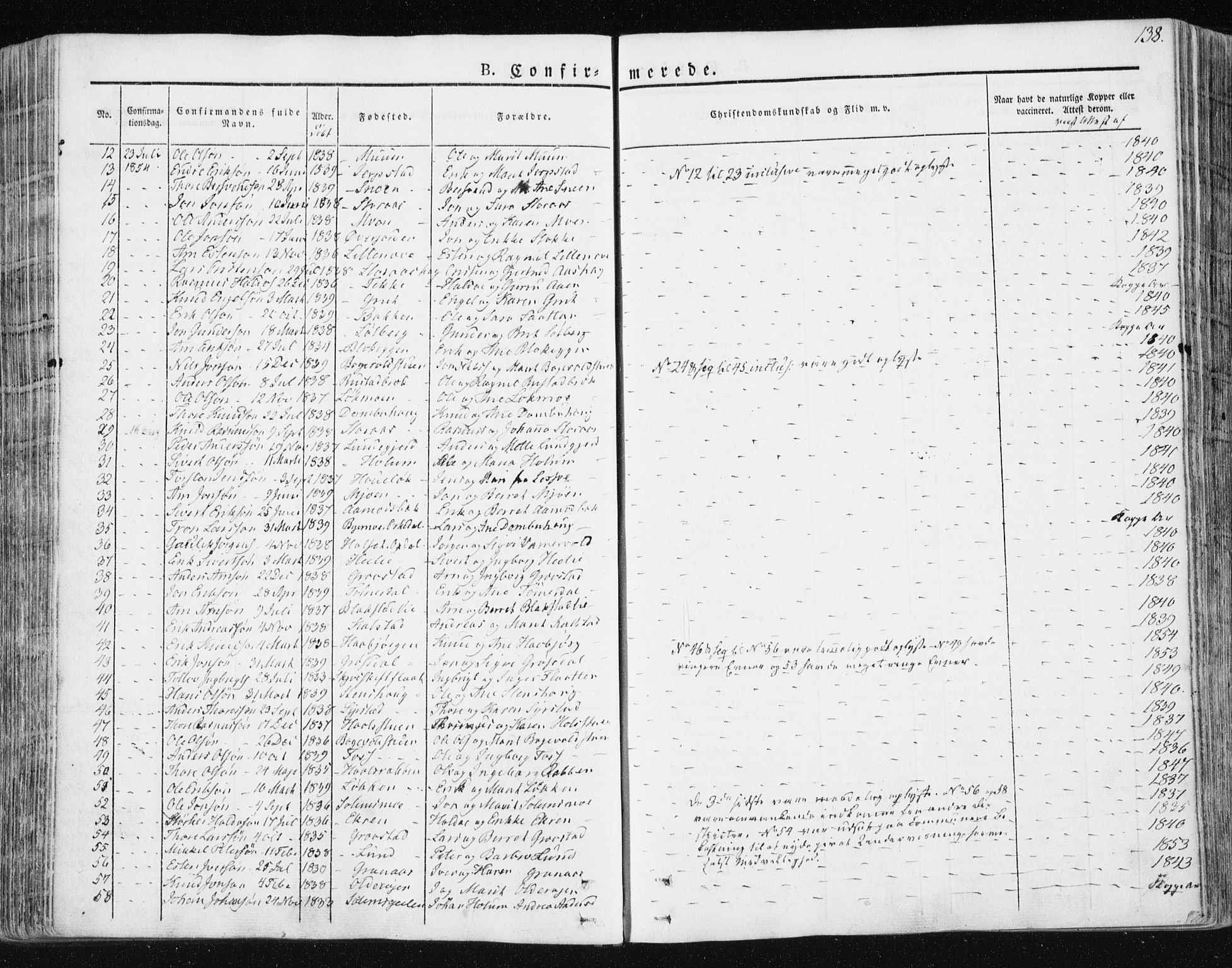 Ministerialprotokoller, klokkerbøker og fødselsregistre - Sør-Trøndelag, SAT/A-1456/672/L0855: Parish register (official) no. 672A07, 1829-1860, p. 138