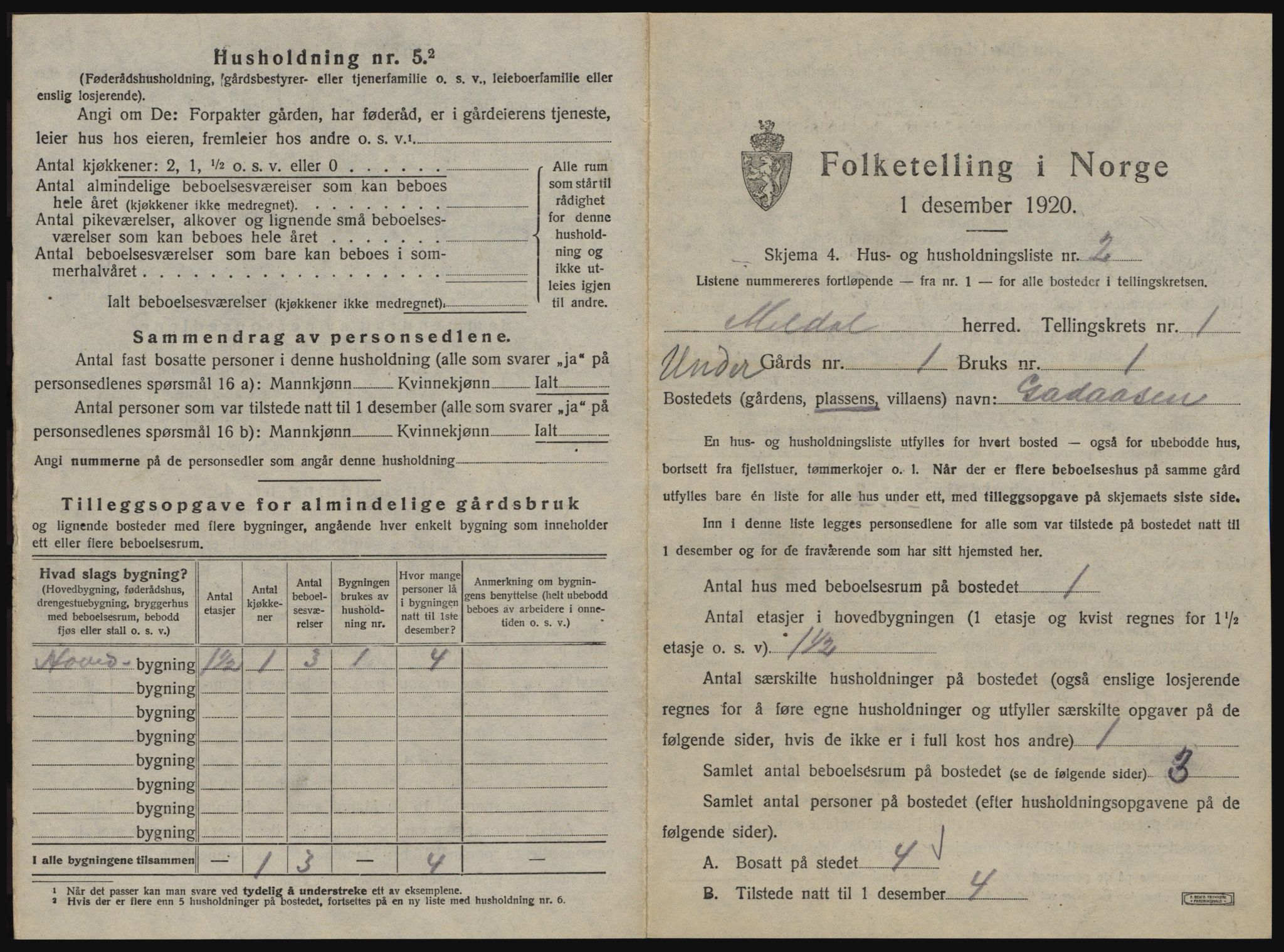 SAT, 1920 census for Meldal, 1920, p. 73