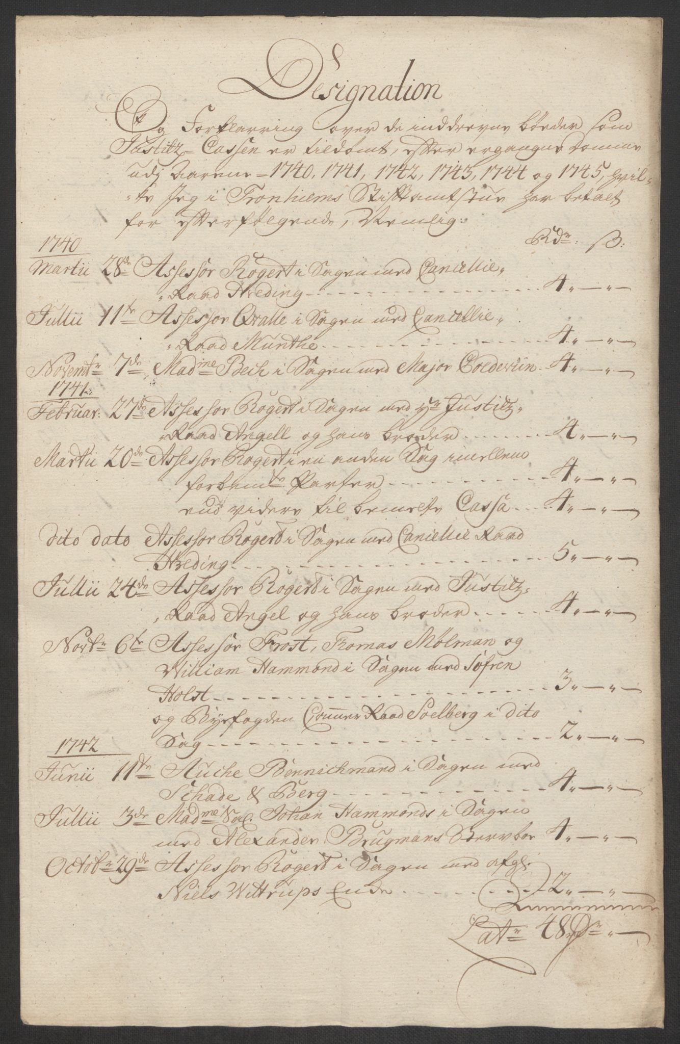 Rentekammeret inntil 1814, Reviderte regnskaper, Byregnskaper, AV/RA-EA-4066/R/Rs/L0541: [S22] Sikt og sakefall, 1743-1746, p. 290