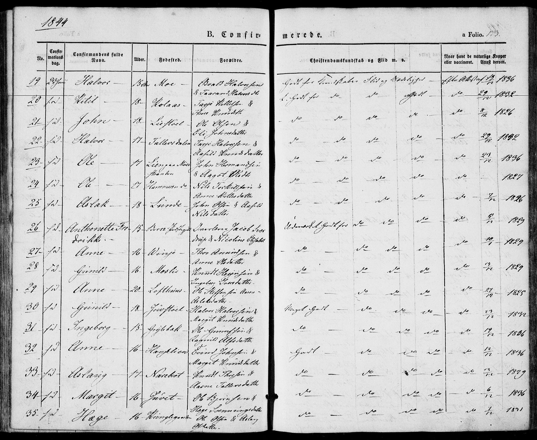 Vinje kirkebøker, SAKO/A-312/F/Fa/L0004: Parish register (official) no. I 4, 1843-1869, p. 173