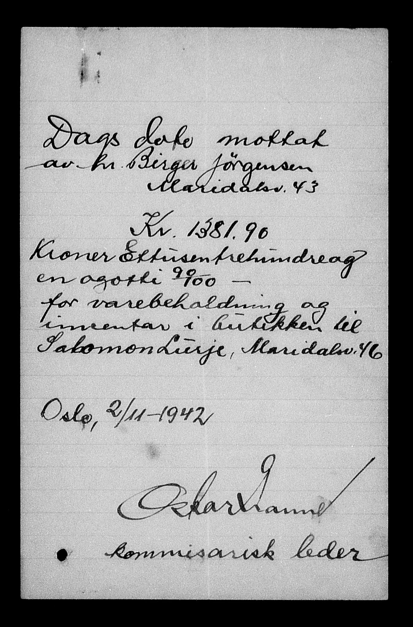 Justisdepartementet, Tilbakeføringskontoret for inndratte formuer, AV/RA-S-1564/H/Hc/Hcc/L0960: --, 1945-1947, p. 467