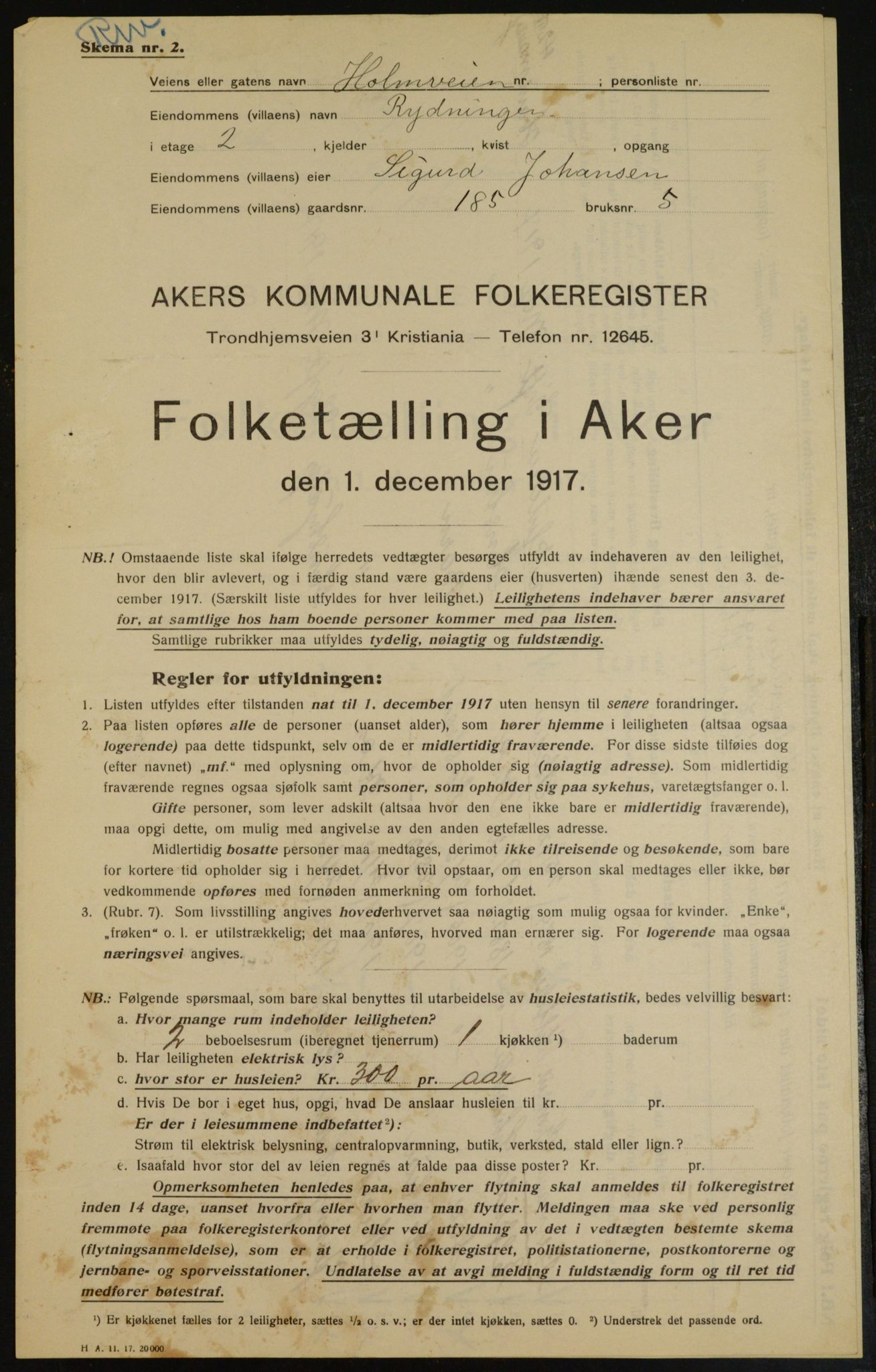 OBA, Municipal Census 1917 for Aker, 1917, p. 16348