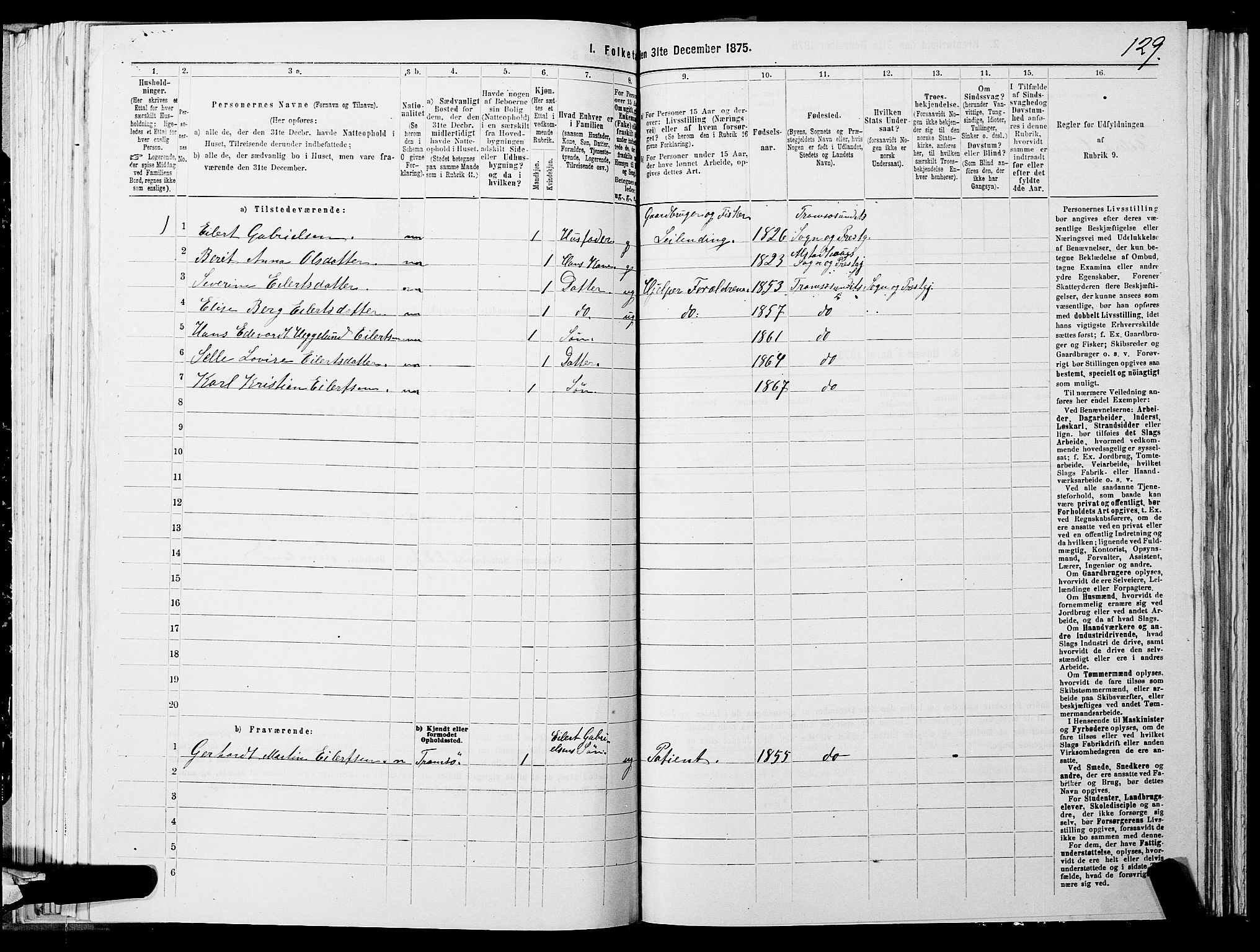 SATØ, 1875 census for 1934P Tromsøysund, 1875, p. 4129