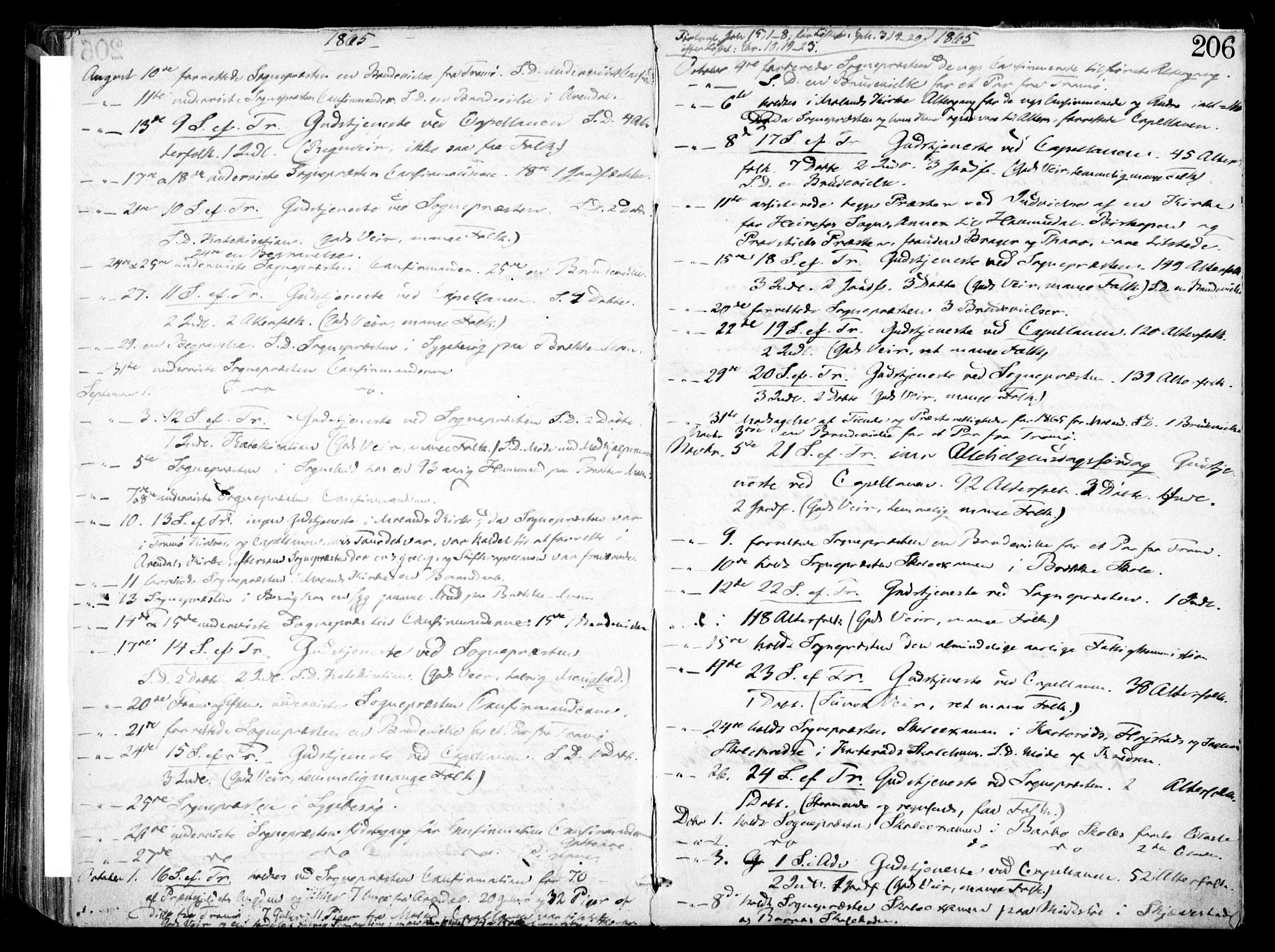 Austre Moland sokneprestkontor, SAK/1111-0001/F/Fa/Faa/L0008: Parish register (official) no. A 8, 1858-1868, p. 206