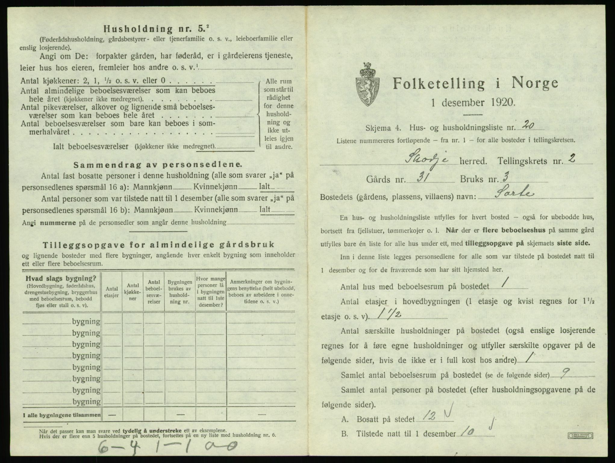 SAT, 1920 census for Skodje, 1920, p. 153