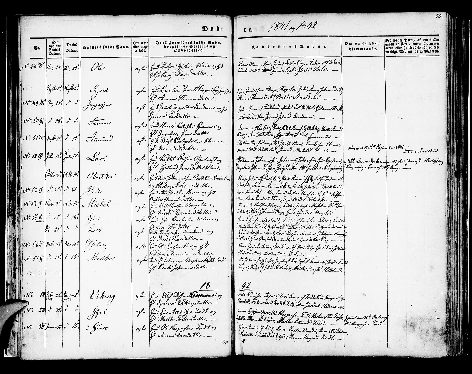 Kvam sokneprestembete, SAB/A-76201/H/Haa: Parish register (official) no. A 7, 1832-1843, p. 40