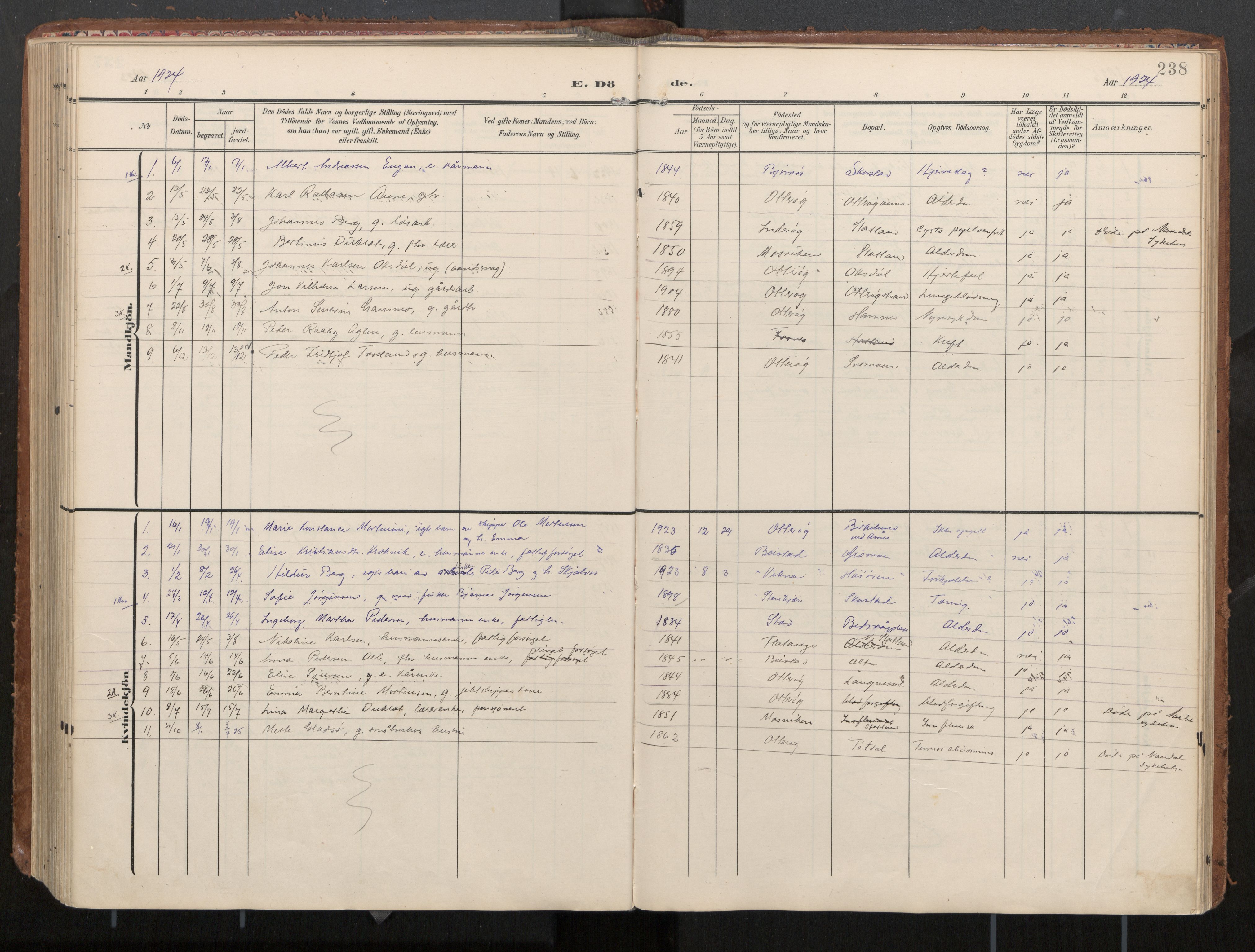 Ministerialprotokoller, klokkerbøker og fødselsregistre - Nord-Trøndelag, AV/SAT-A-1458/774/L0629: Parish register (official), 1904-1926, p. 238