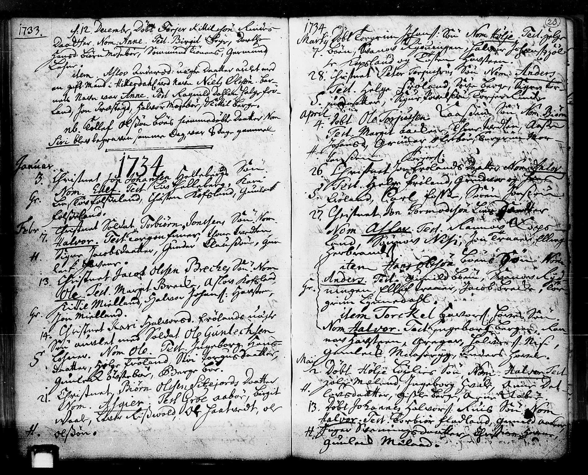 Hjartdal kirkebøker, AV/SAKO-A-270/F/Fa/L0003: Parish register (official) no. I 3, 1727-1775, p. 23