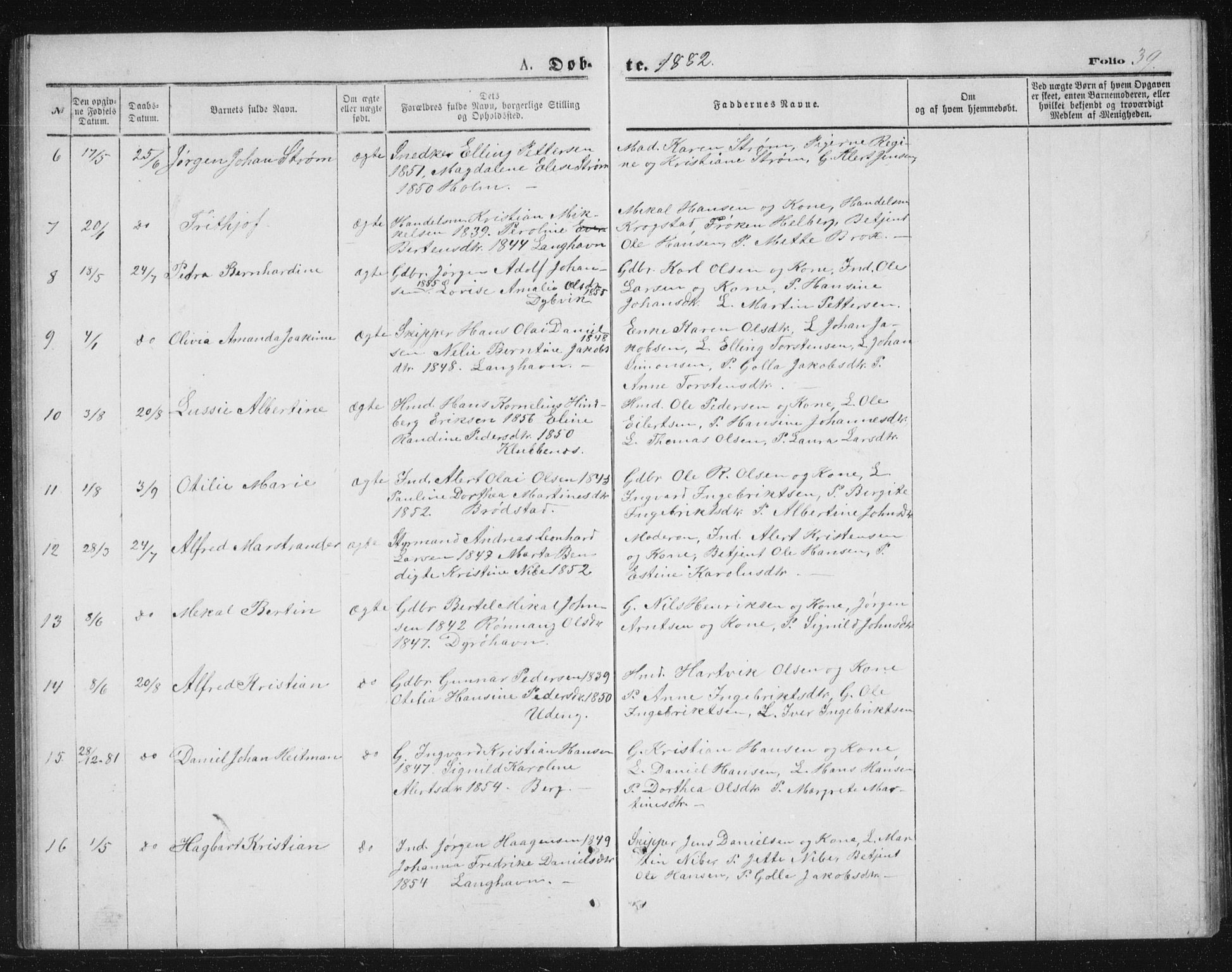 Tranøy sokneprestkontor, AV/SATØ-S-1313/I/Ia/Iab/L0013klokker: Parish register (copy) no. 13, 1874-1896, p. 39