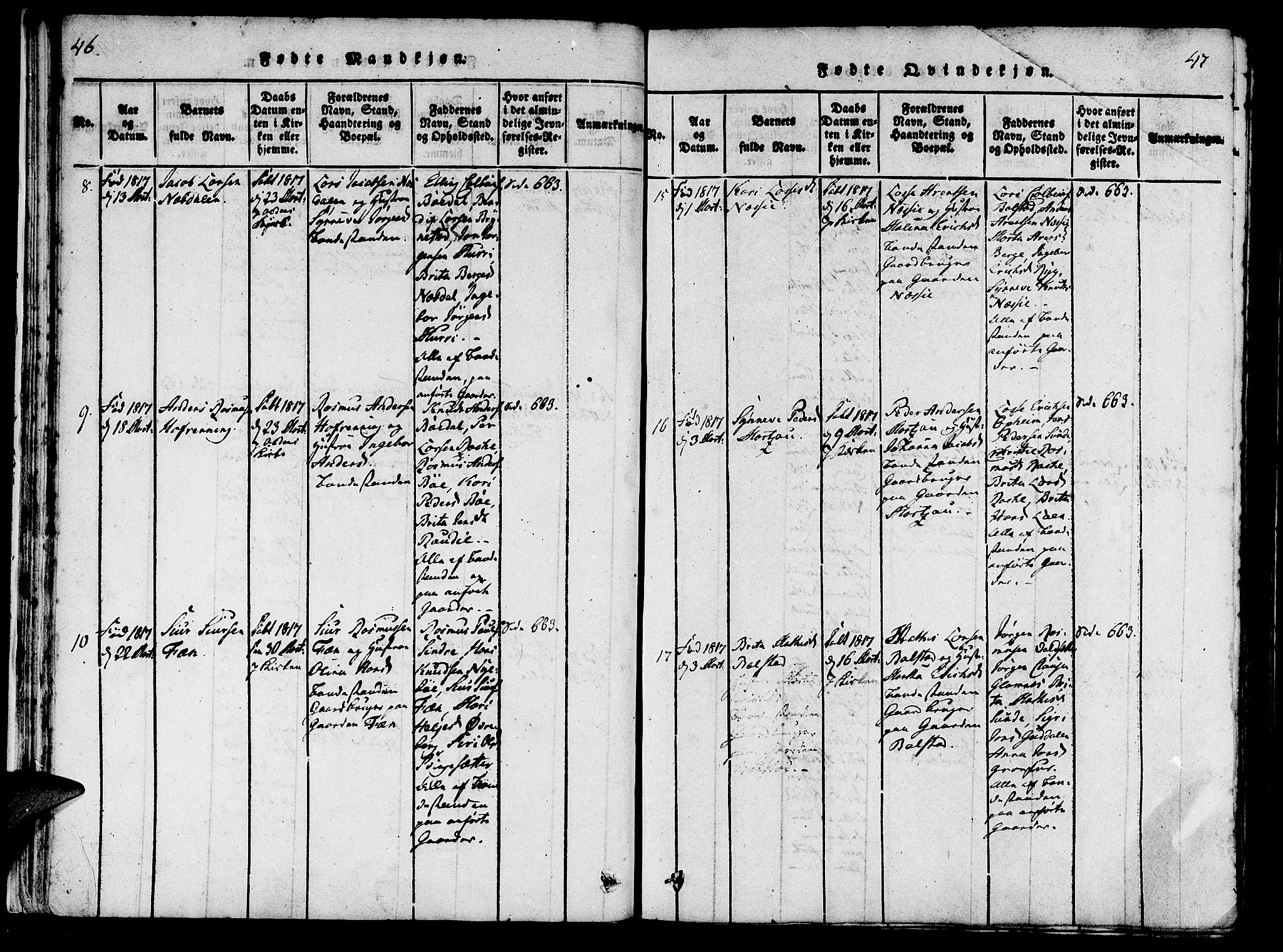 Innvik sokneprestembete, AV/SAB-A-80501: Parish register (official) no. A 2, 1816-1821, p. 46-47