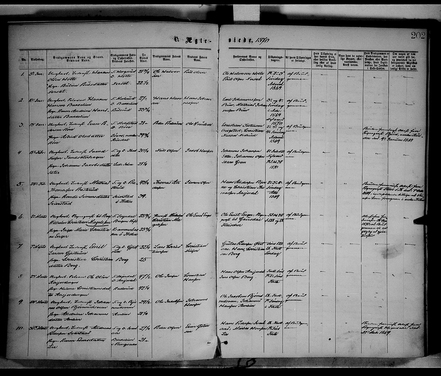 Vestre Toten prestekontor, SAH/PREST-108/H/Ha/Haa/L0008: Parish register (official) no. 8, 1870-1877, p. 202