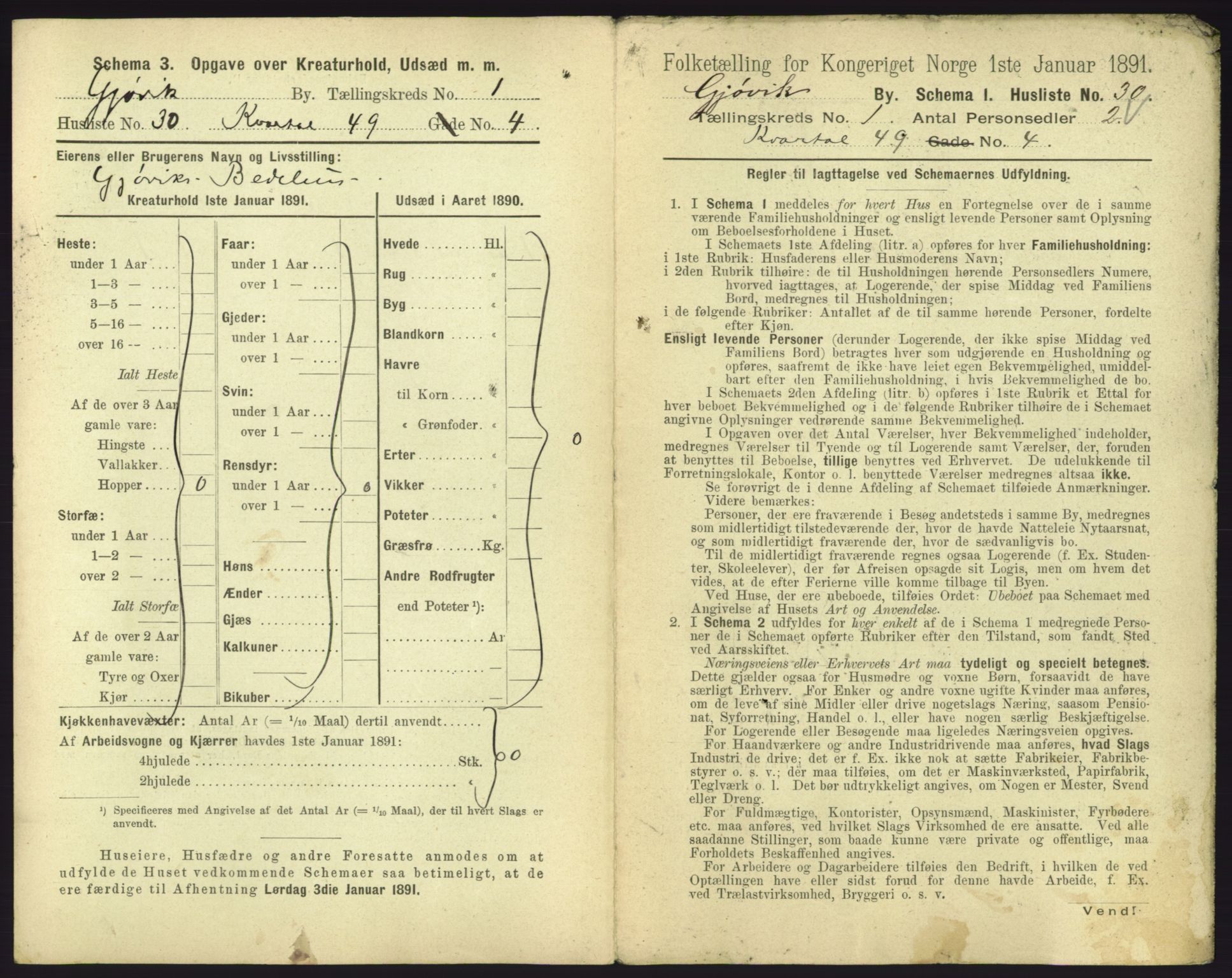 RA, 1891 census for 0502 Gjøvik, 1891, p. 76