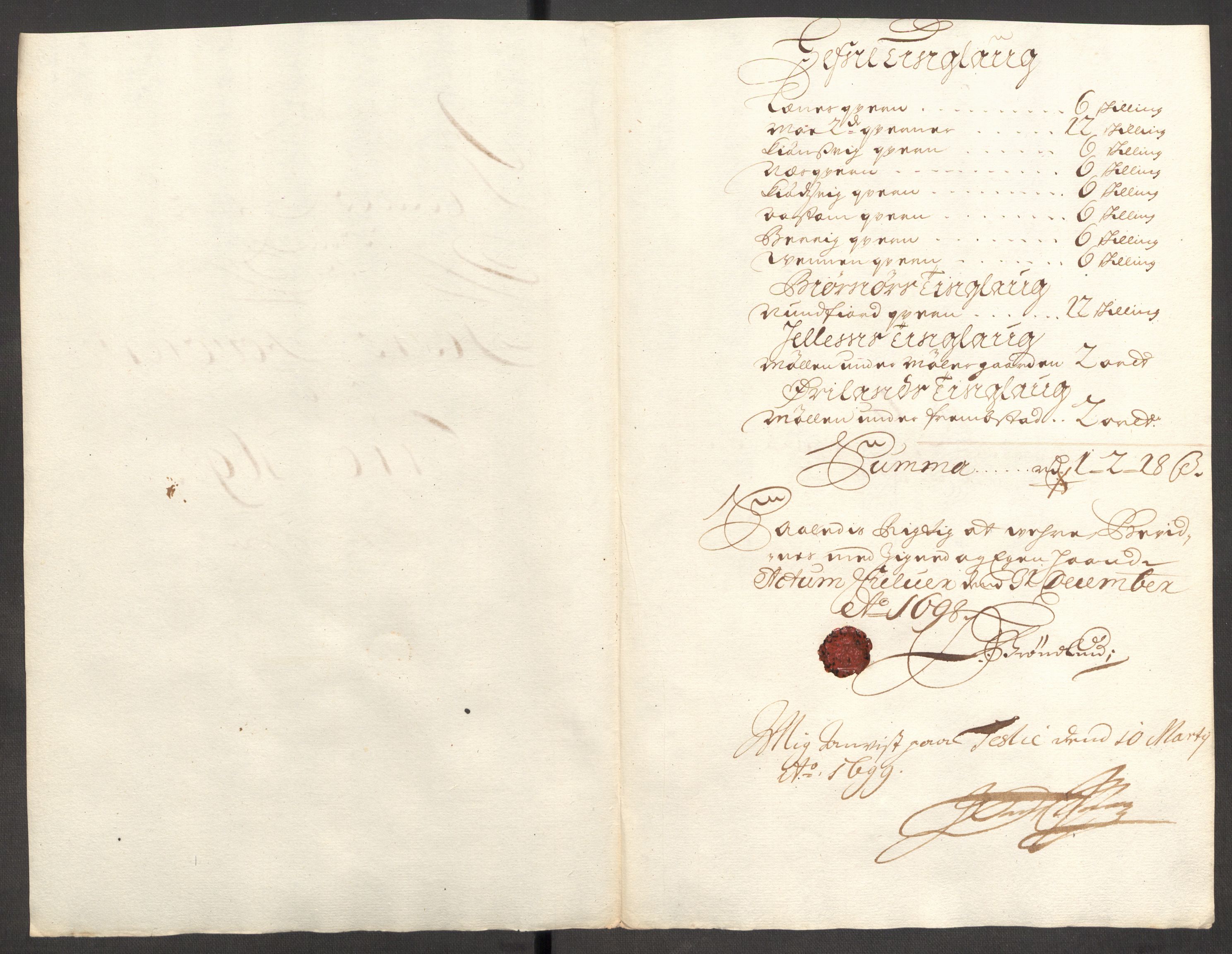 Rentekammeret inntil 1814, Reviderte regnskaper, Fogderegnskap, RA/EA-4092/R57/L3853: Fogderegnskap Fosen, 1698-1699, p. 158