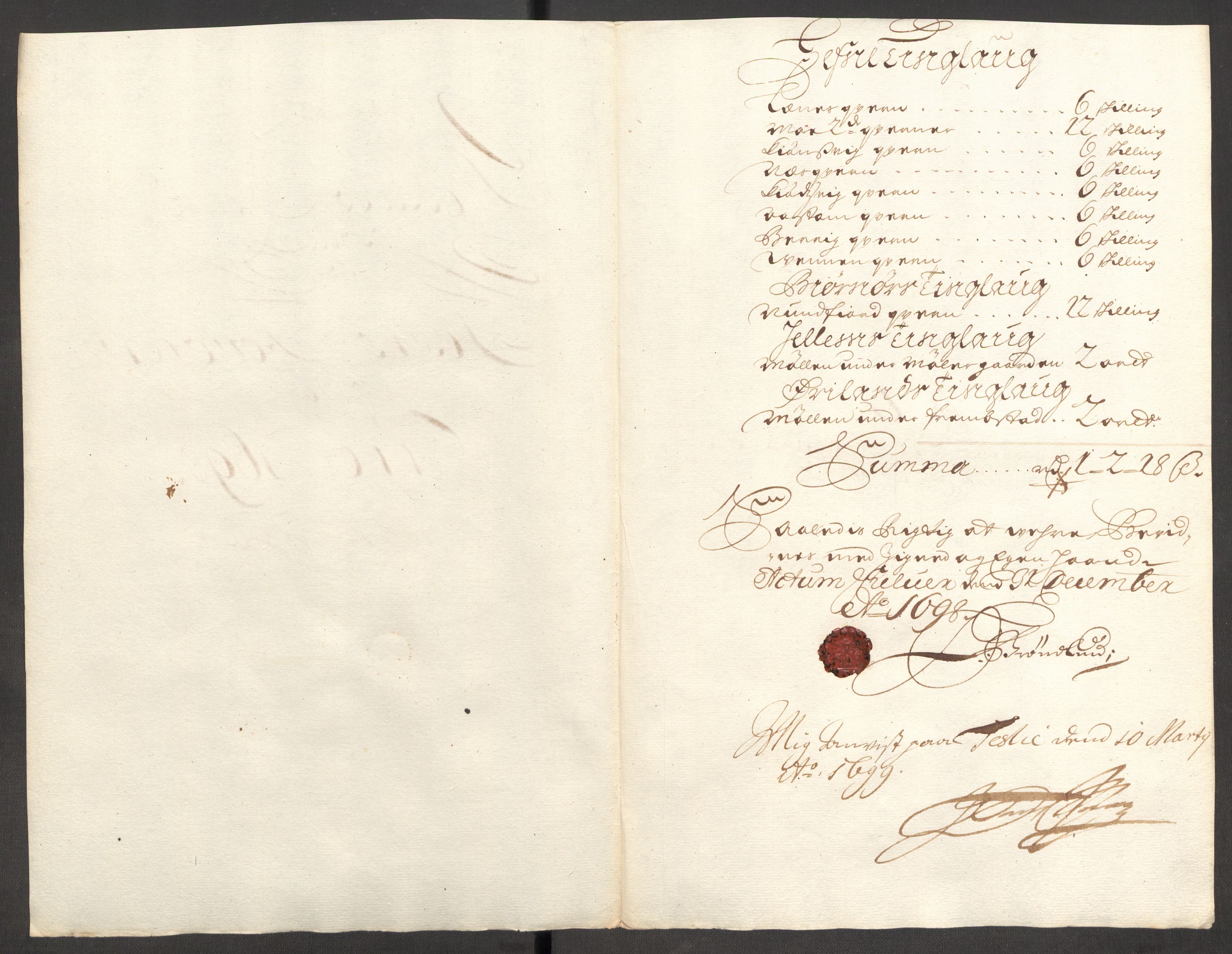 Rentekammeret inntil 1814, Reviderte regnskaper, Fogderegnskap, AV/RA-EA-4092/R57/L3853: Fogderegnskap Fosen, 1698-1699, p. 158