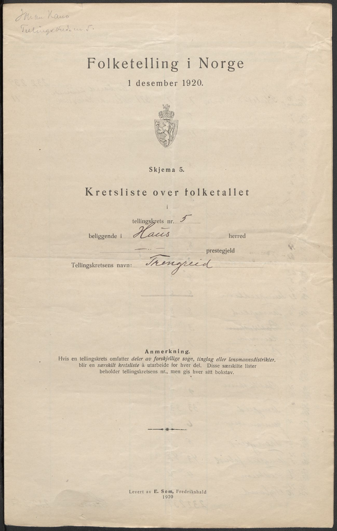 SAB, 1920 census for Haus, 1920, p. 18