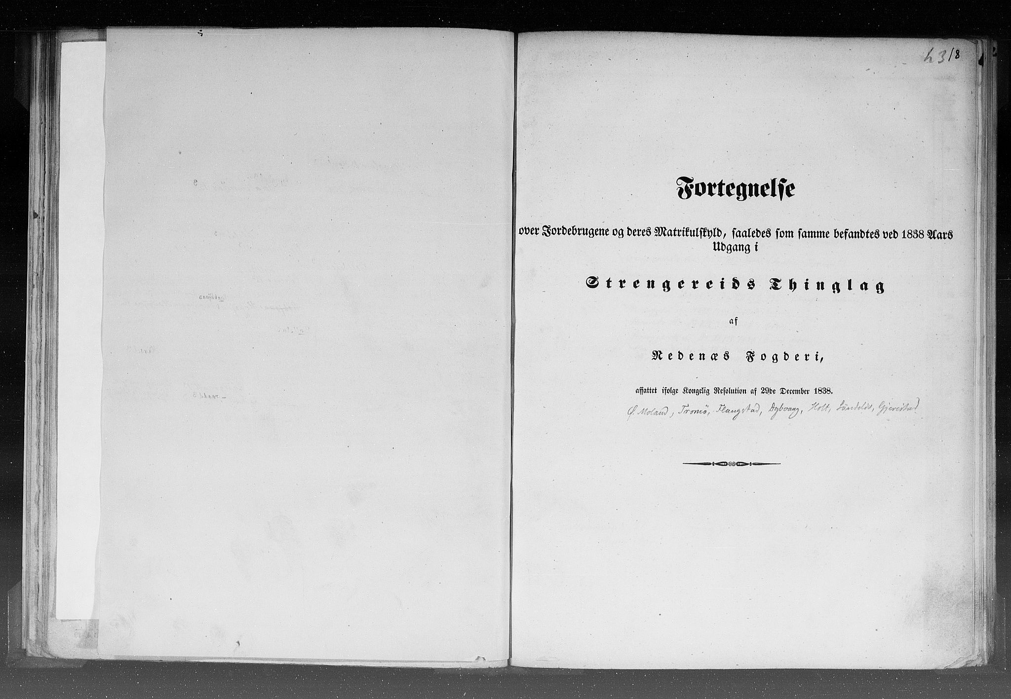 Rygh, RA/PA-0034/F/Fb/L0008: Matrikkelen for 1838 - Nedenes amt (Aust-Agder fylke), 1838, p. 18a
