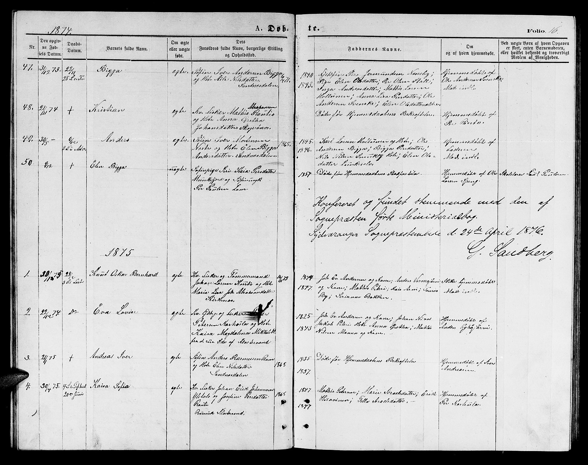 Sør-Varanger sokneprestkontor, AV/SATØ-S-1331/H/Hb/L0002klokker: Parish register (copy) no. 2, 1873-1877, p. 16