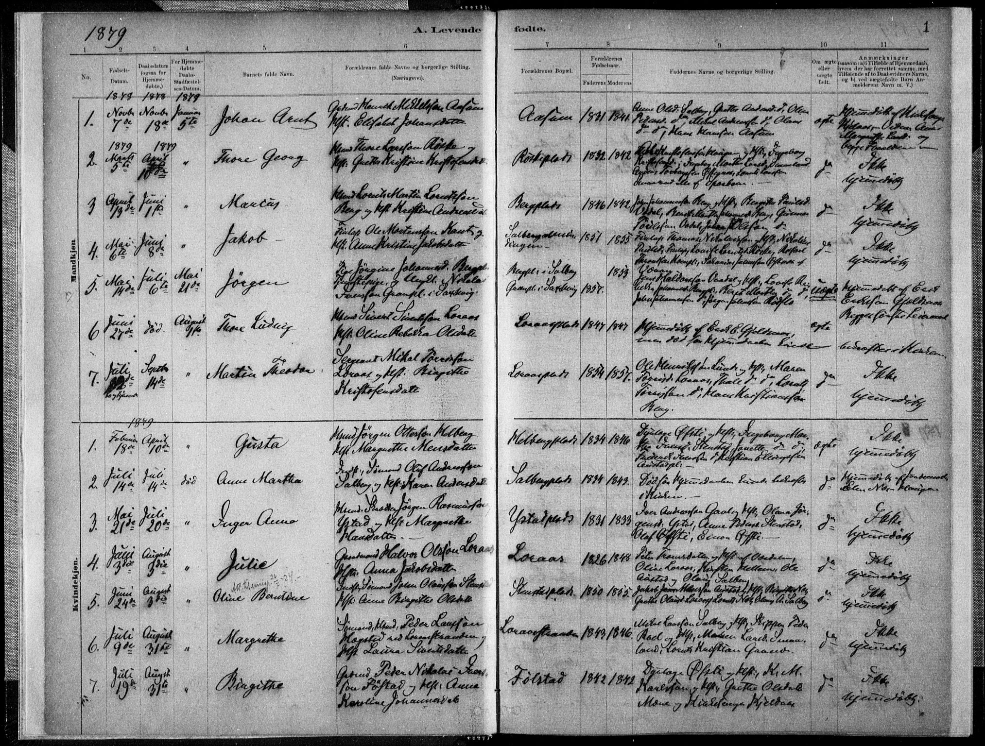 Ministerialprotokoller, klokkerbøker og fødselsregistre - Nord-Trøndelag, SAT/A-1458/731/L0309: Parish register (official) no. 731A01, 1879-1918, p. 1