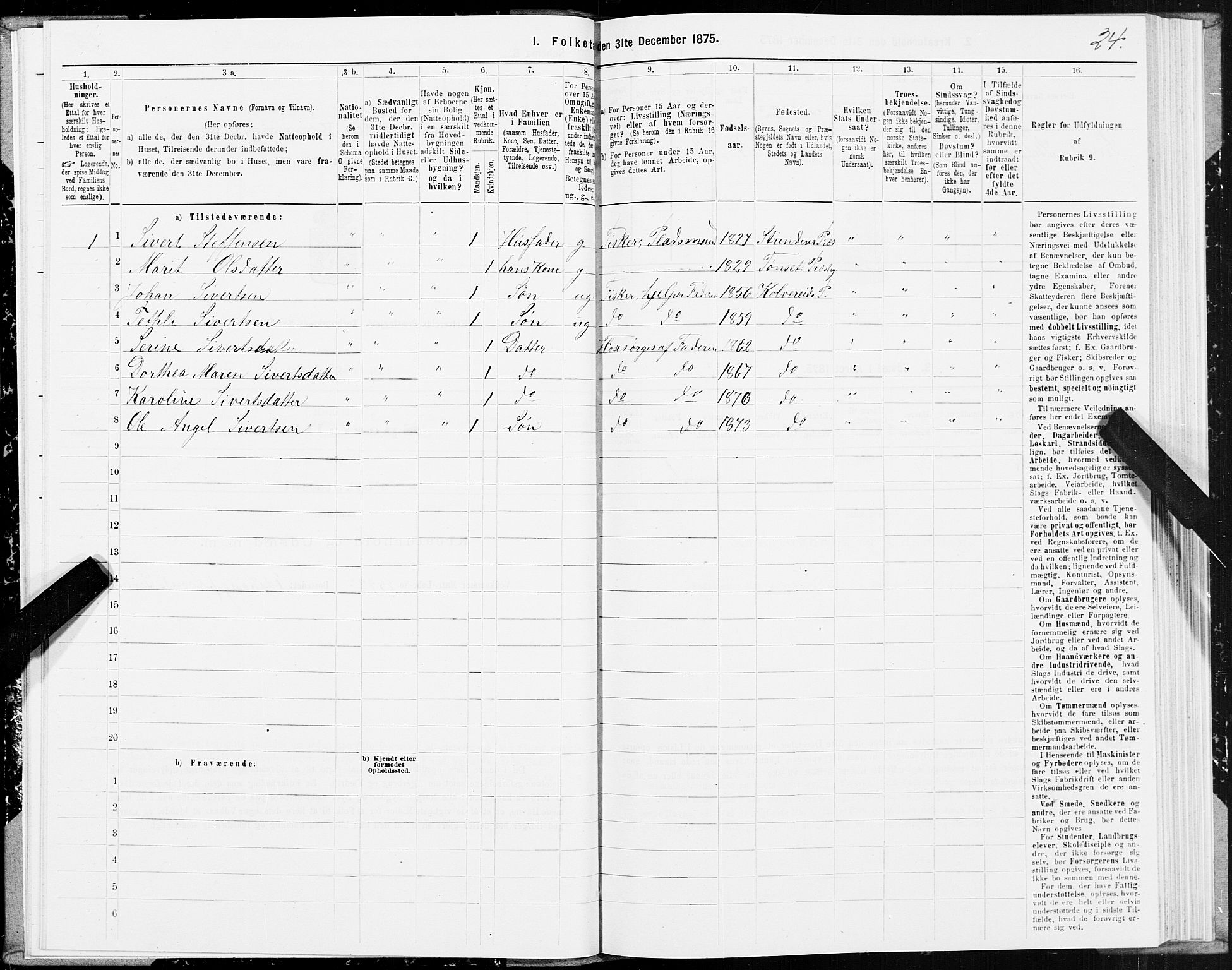 SAT, 1875 census for 1752P Kolvereid, 1875, p. 1024