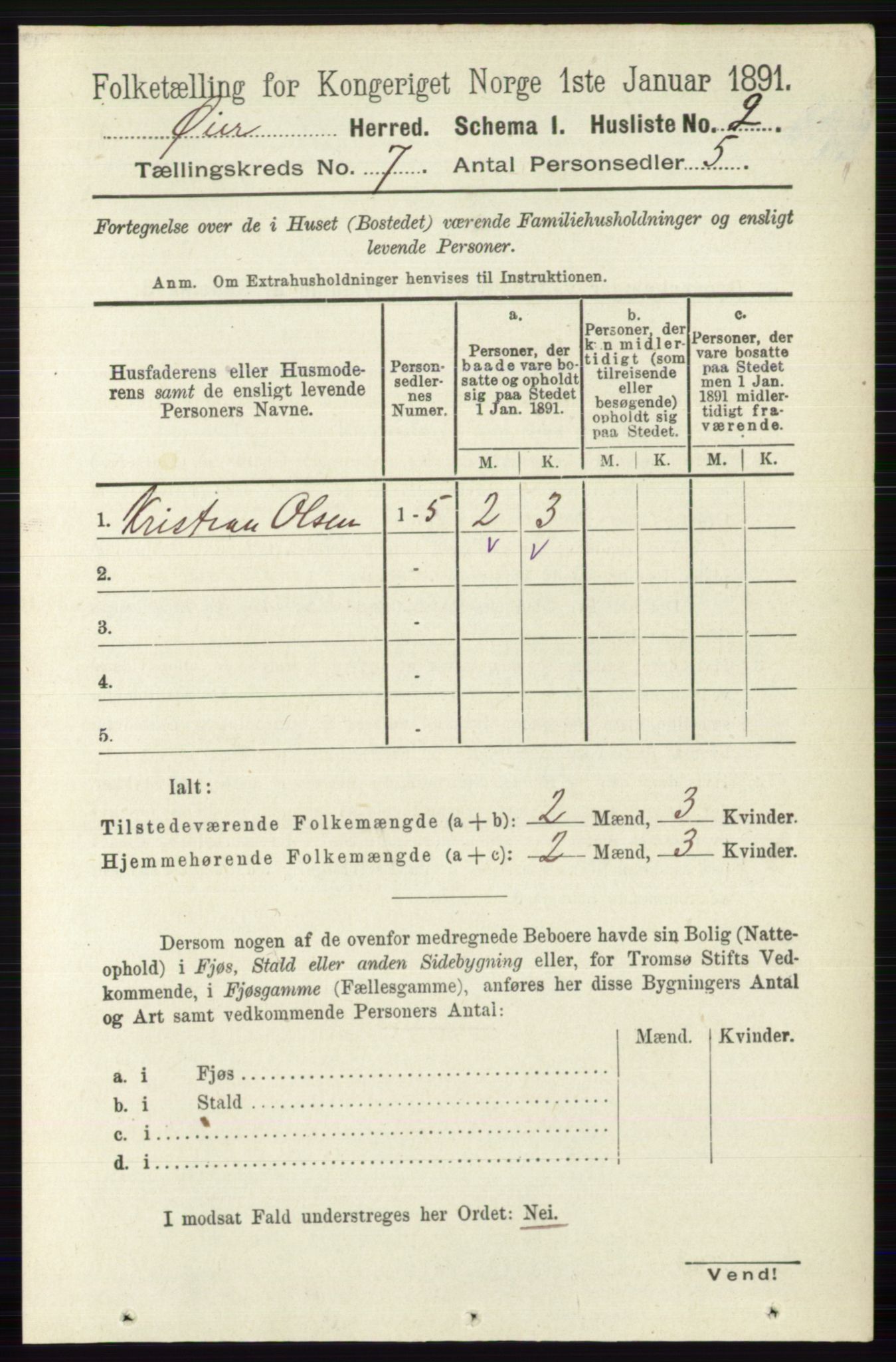 RA, 1891 census for 0521 Øyer, 1891, p. 2444