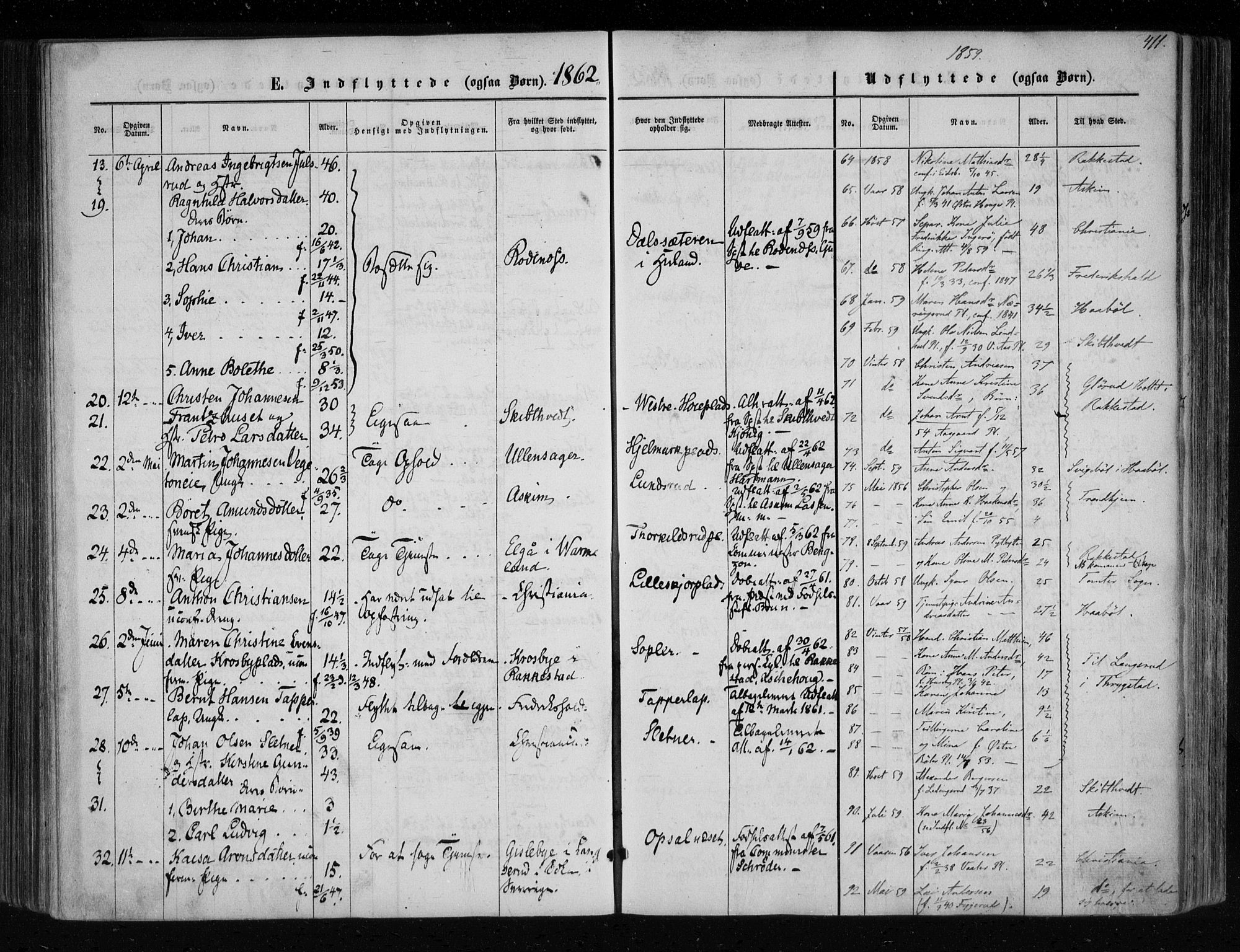 Eidsberg prestekontor Kirkebøker, SAO/A-10905/F/Fa/L0010.b: Parish register (official) no. I 10B, 1857-1866, p. 411