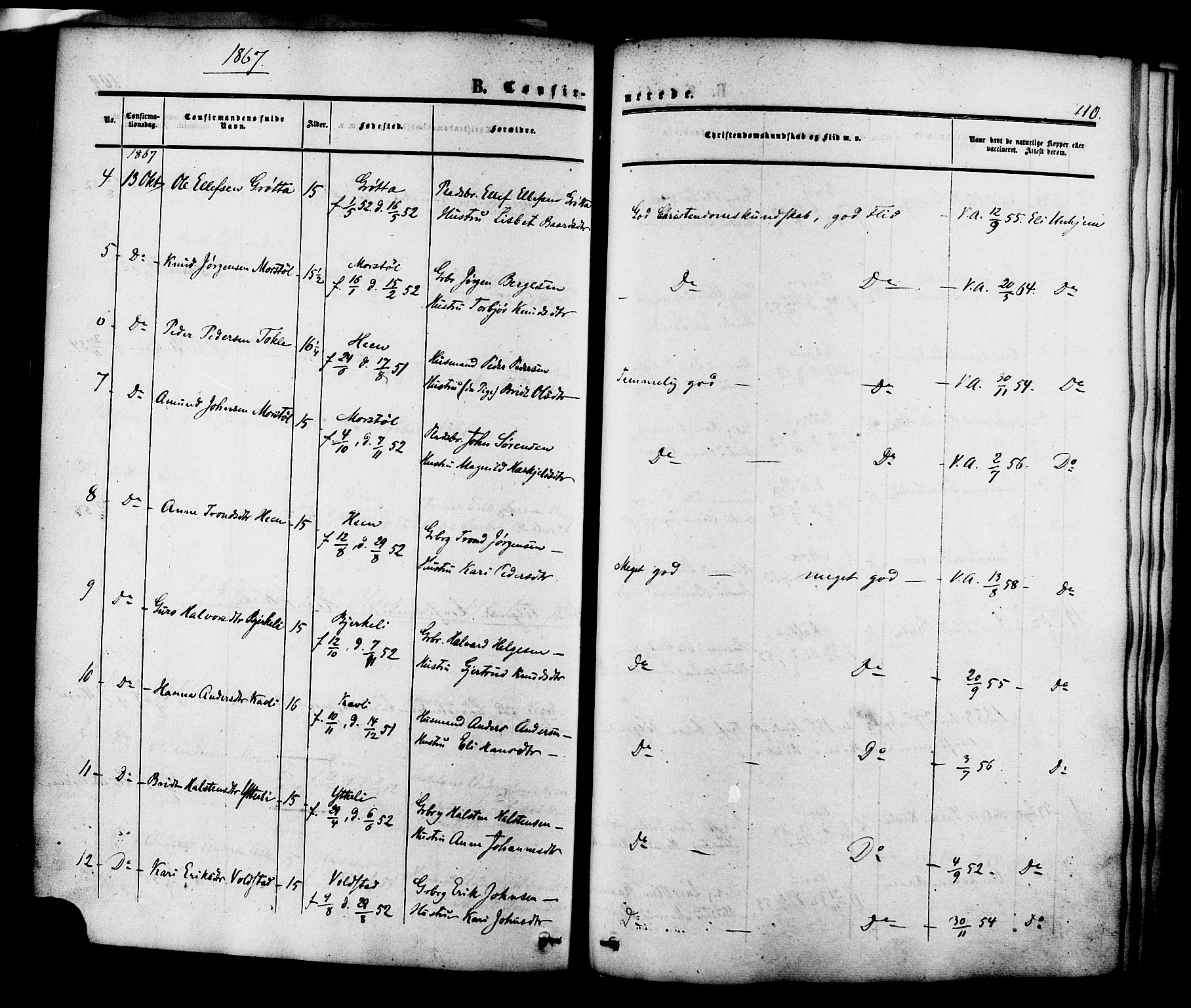 Ministerialprotokoller, klokkerbøker og fødselsregistre - Møre og Romsdal, AV/SAT-A-1454/545/L0586: Parish register (official) no. 545A02, 1854-1877, p. 110